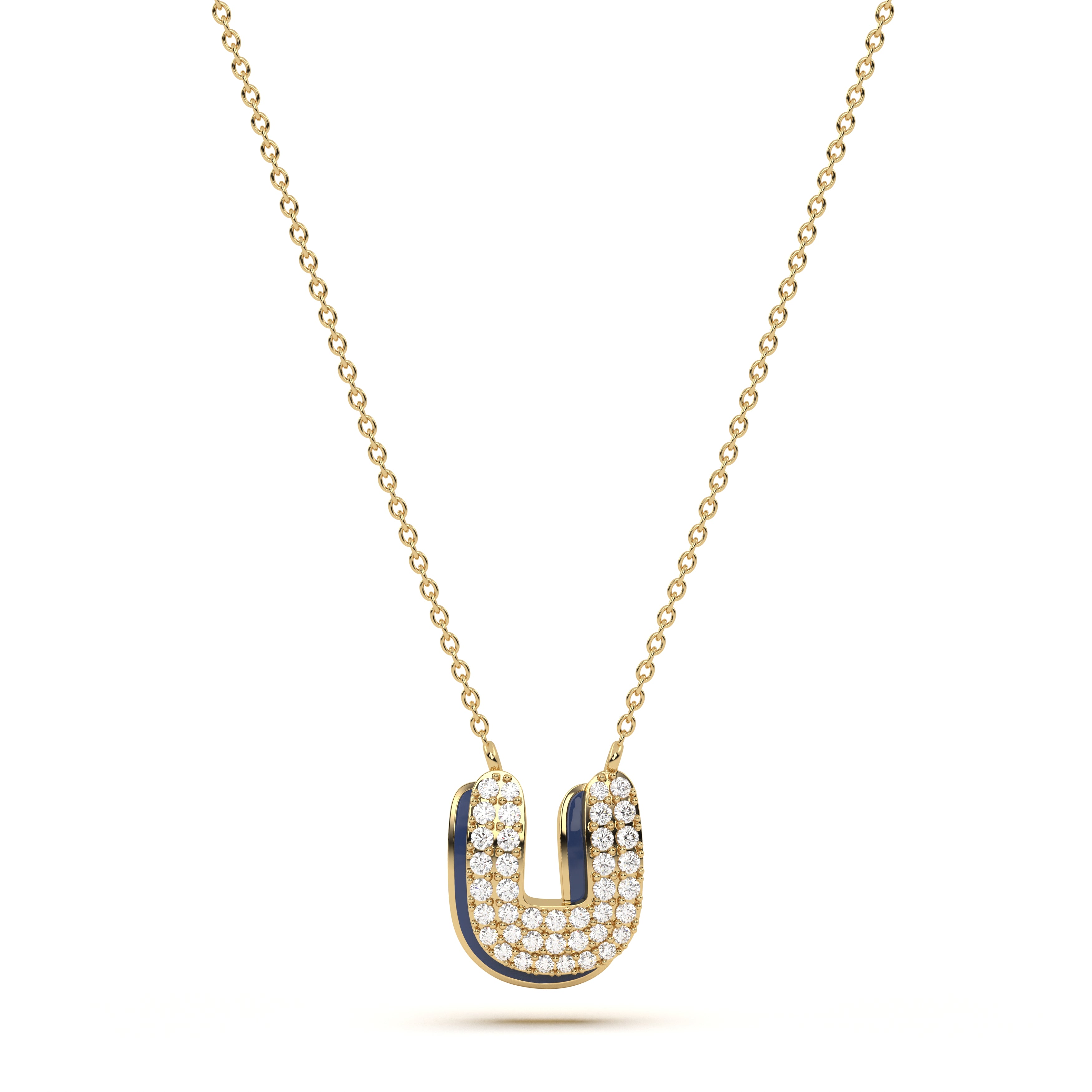 ‘U’ Diamond Enamel Pendant