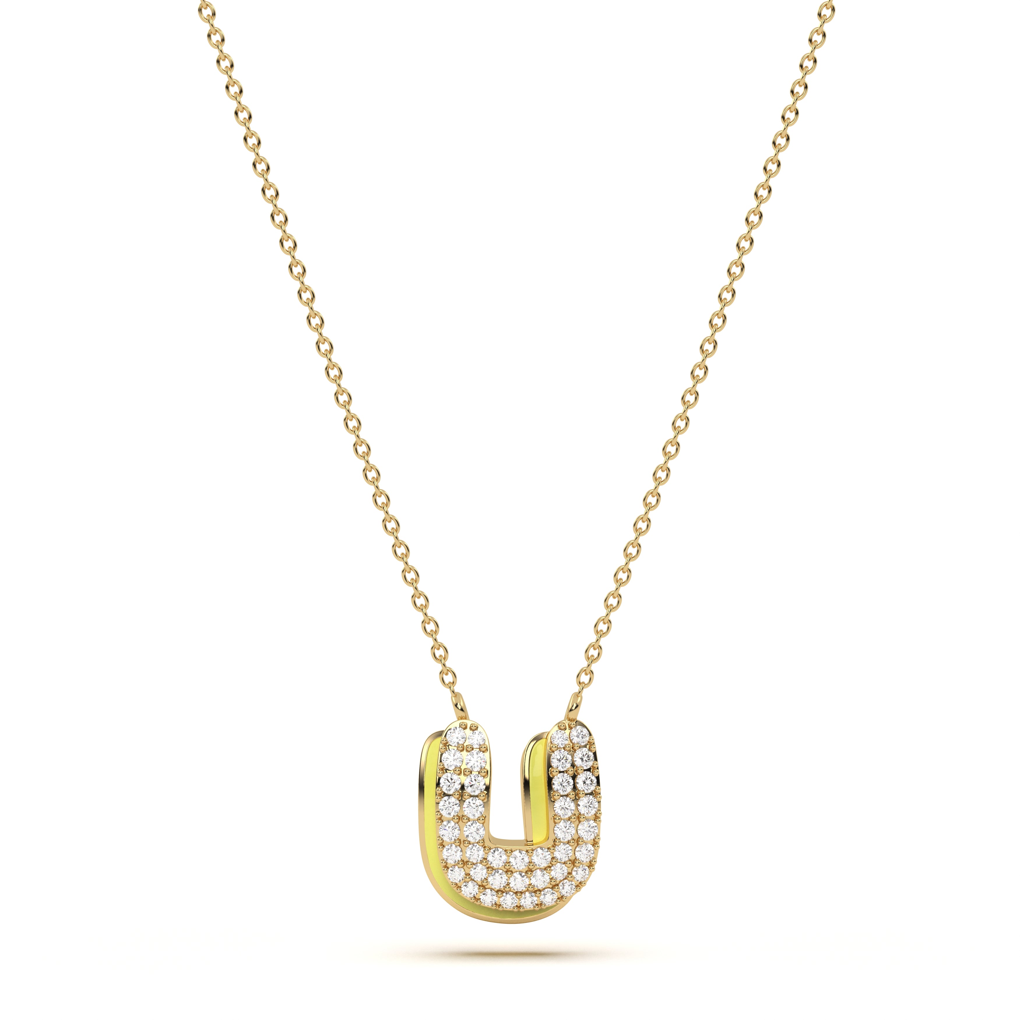 ‘U’ Diamond Enamel Pendant