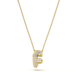 ‘F’ Diamond Enamel Pendant