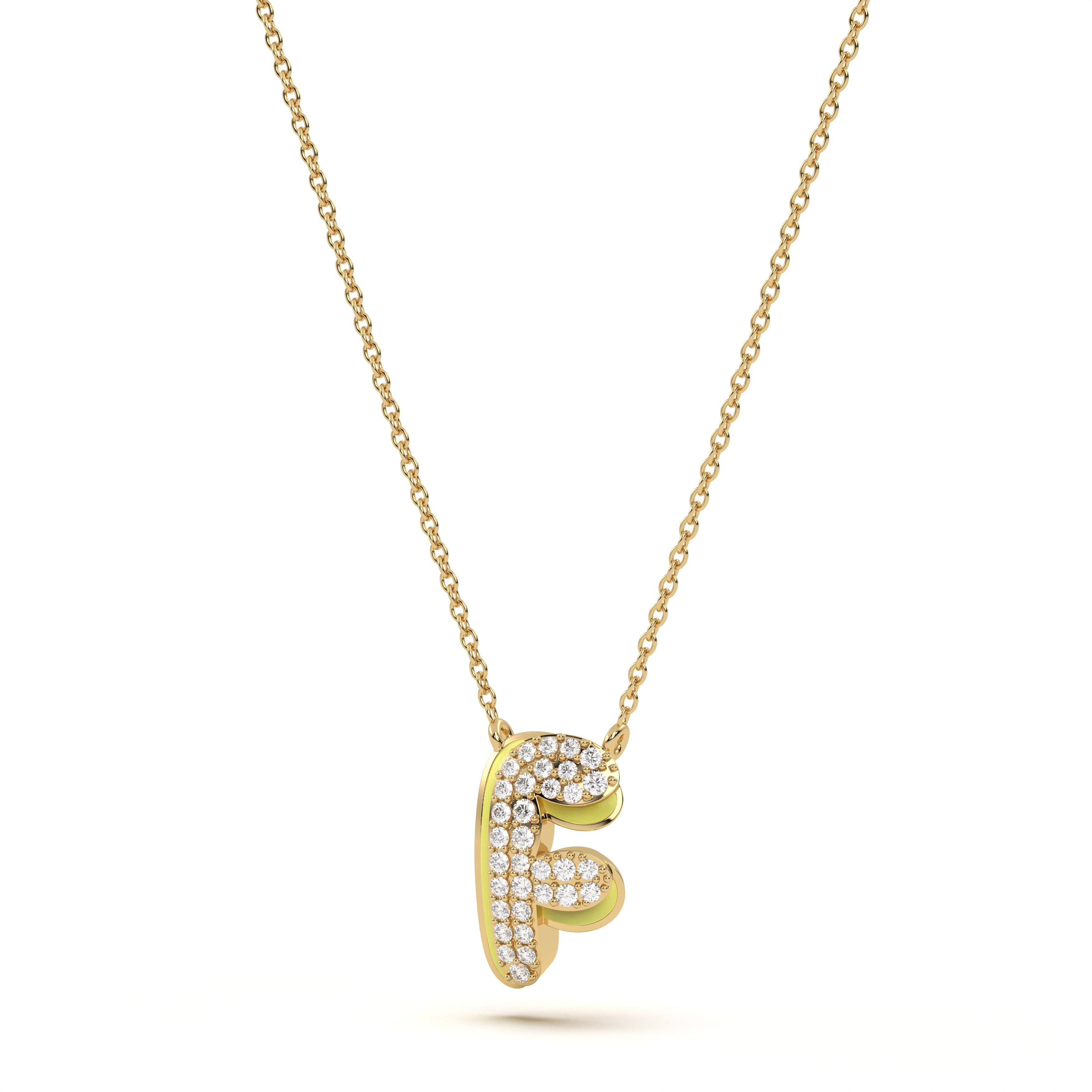 ‘F’ Diamond Enamel Pendant