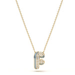 ‘F’ Diamond Enamel Pendant