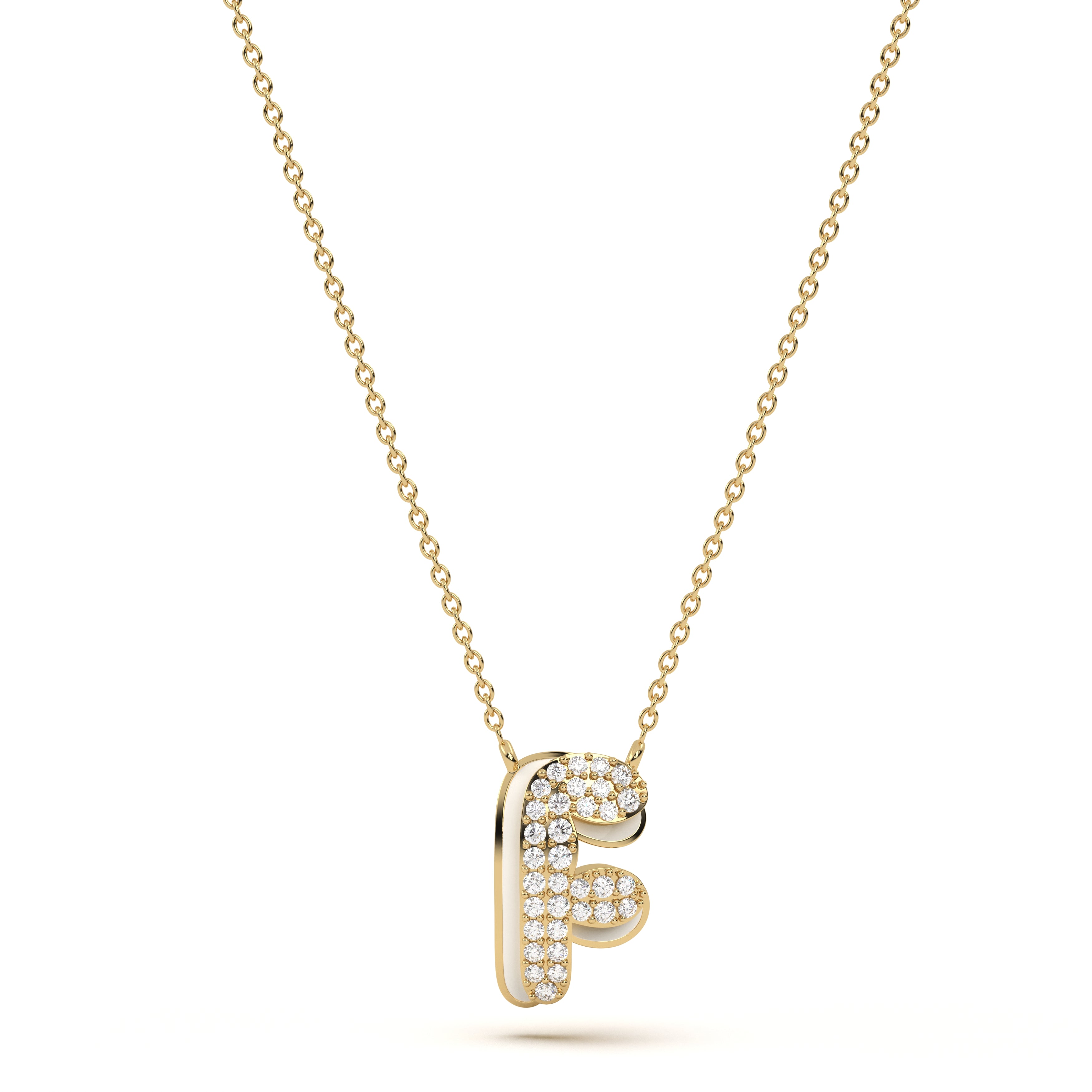‘F’ Diamond Enamel Pendant