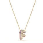 ‘F’ Diamond Enamel Pendant