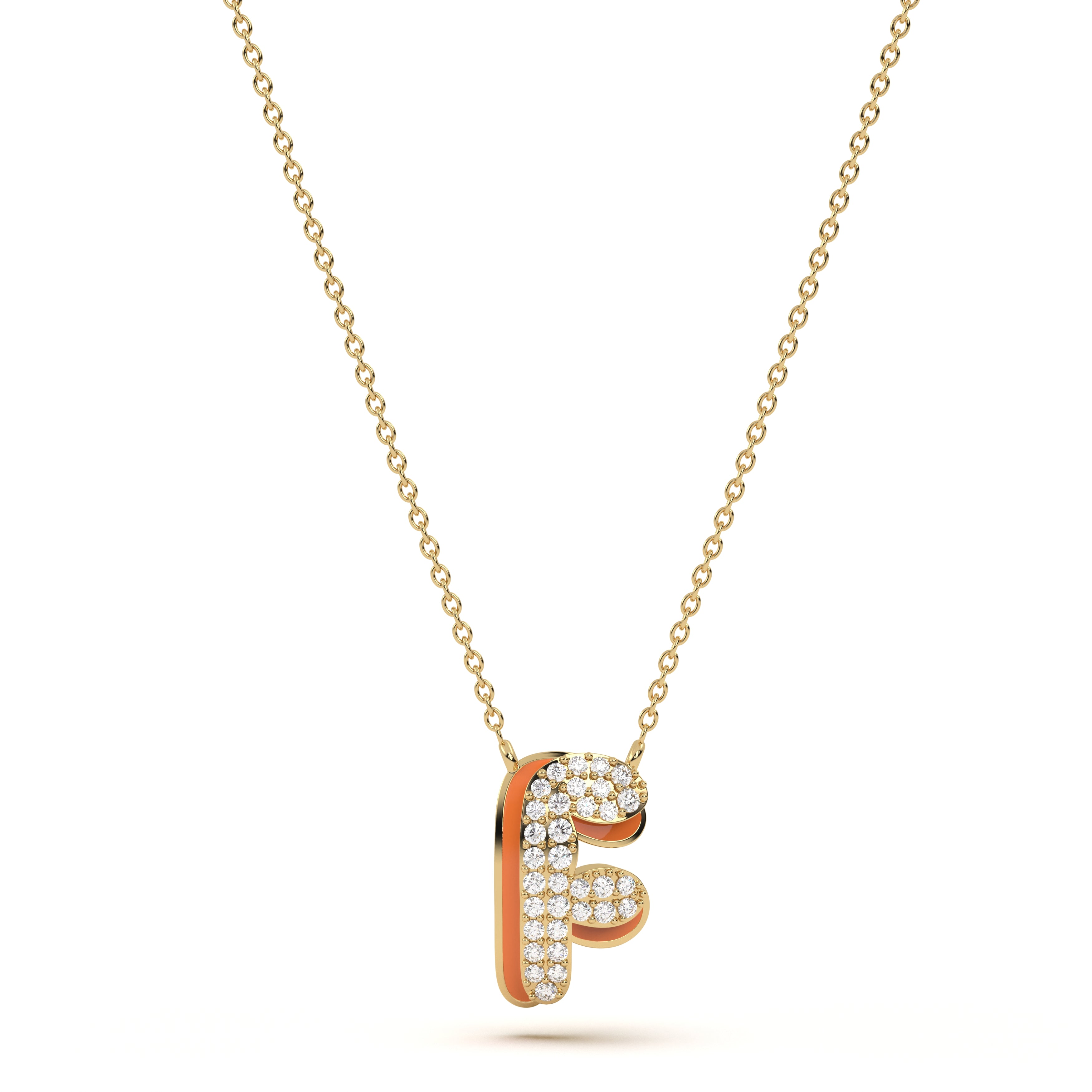 ‘F’ Diamond Enamel Pendant
