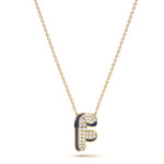 ‘F’ Diamond Enamel Pendant