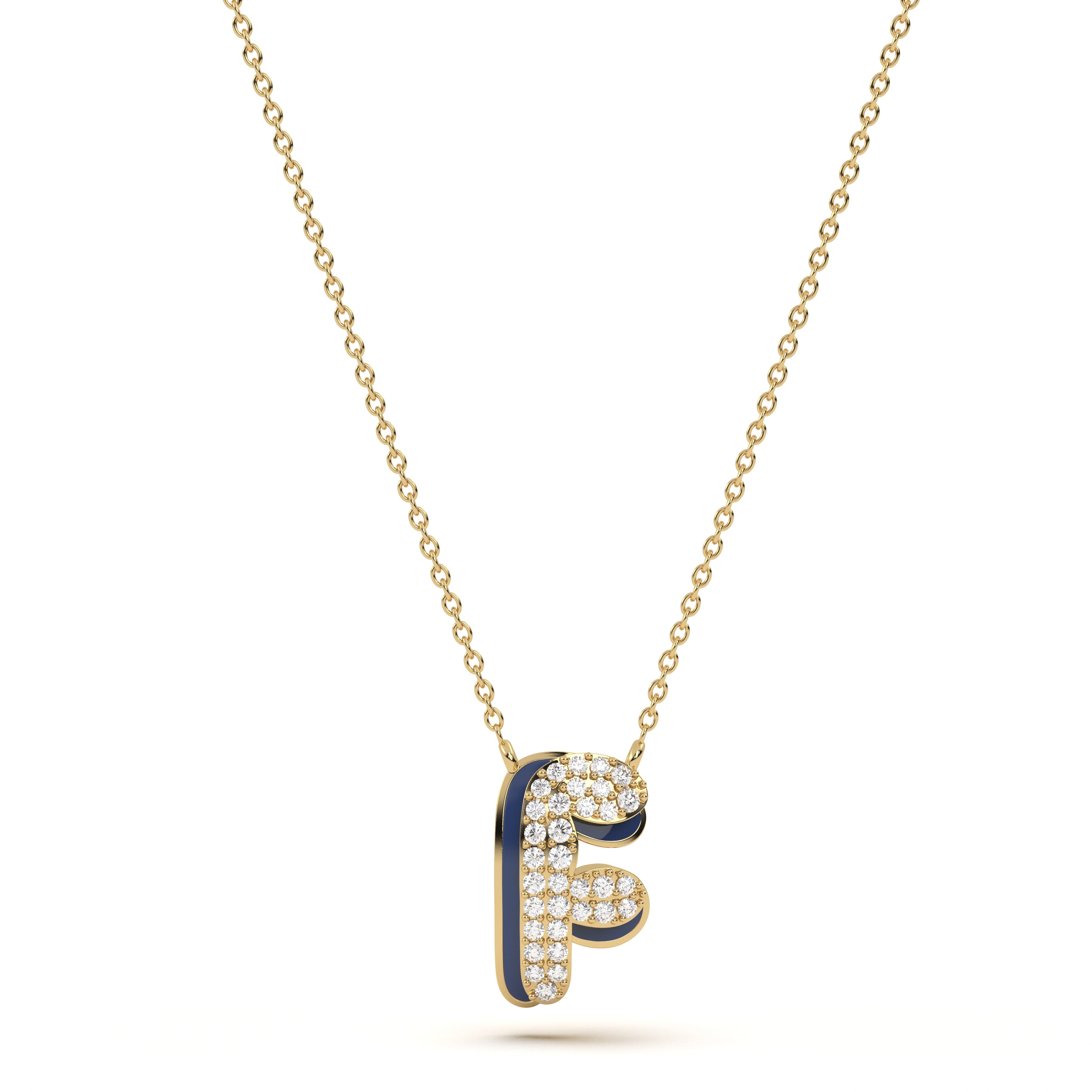 ‘F’ Diamond Enamel Pendant