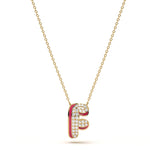 ‘F’ Diamond Enamel Pendant