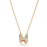 ‘H’ Diamond Enamel Pendant