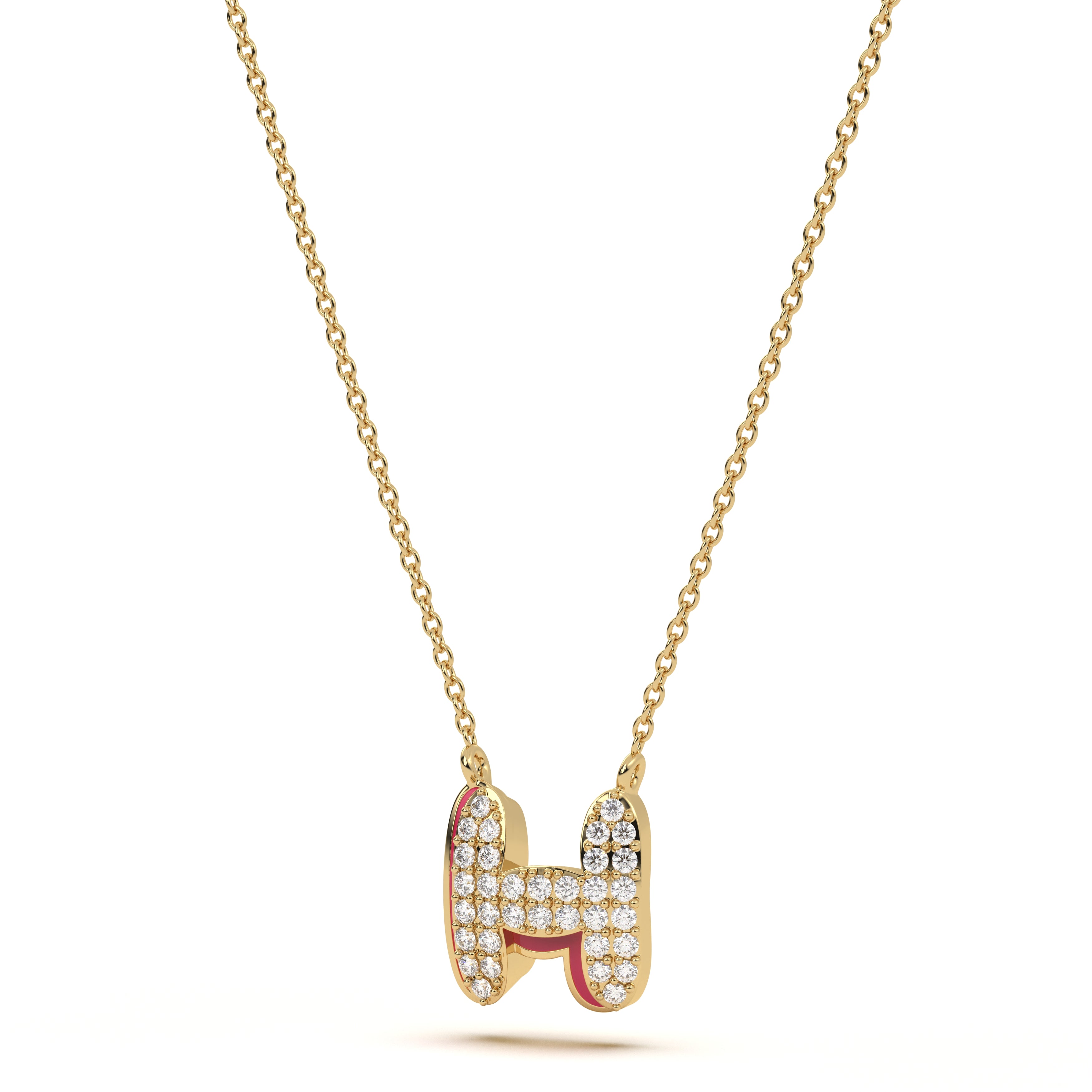 ‘H’ Diamond Enamel Pendant