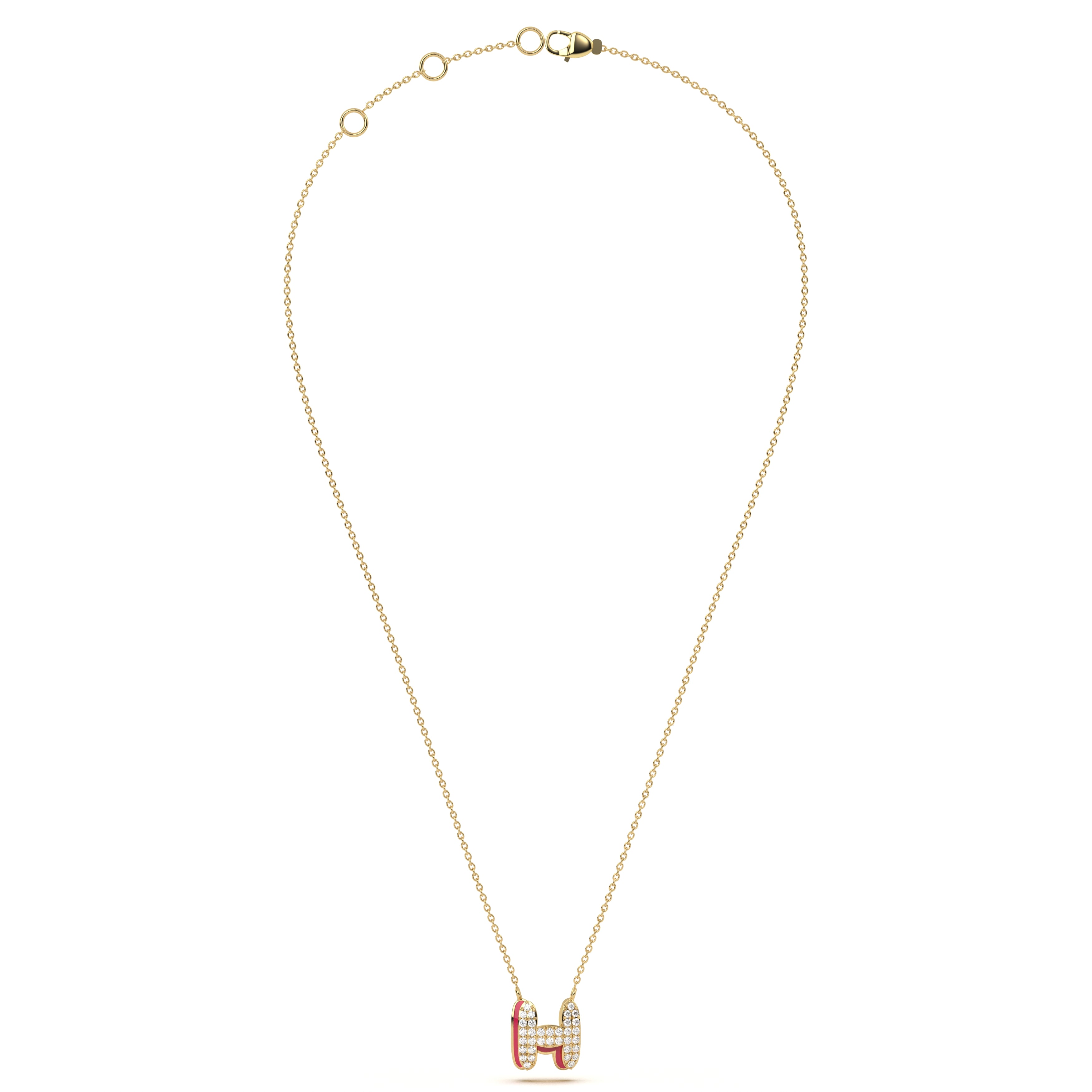 ‘H’ Diamond Enamel Pendant