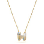 ‘H’ Diamond Enamel Pendant
