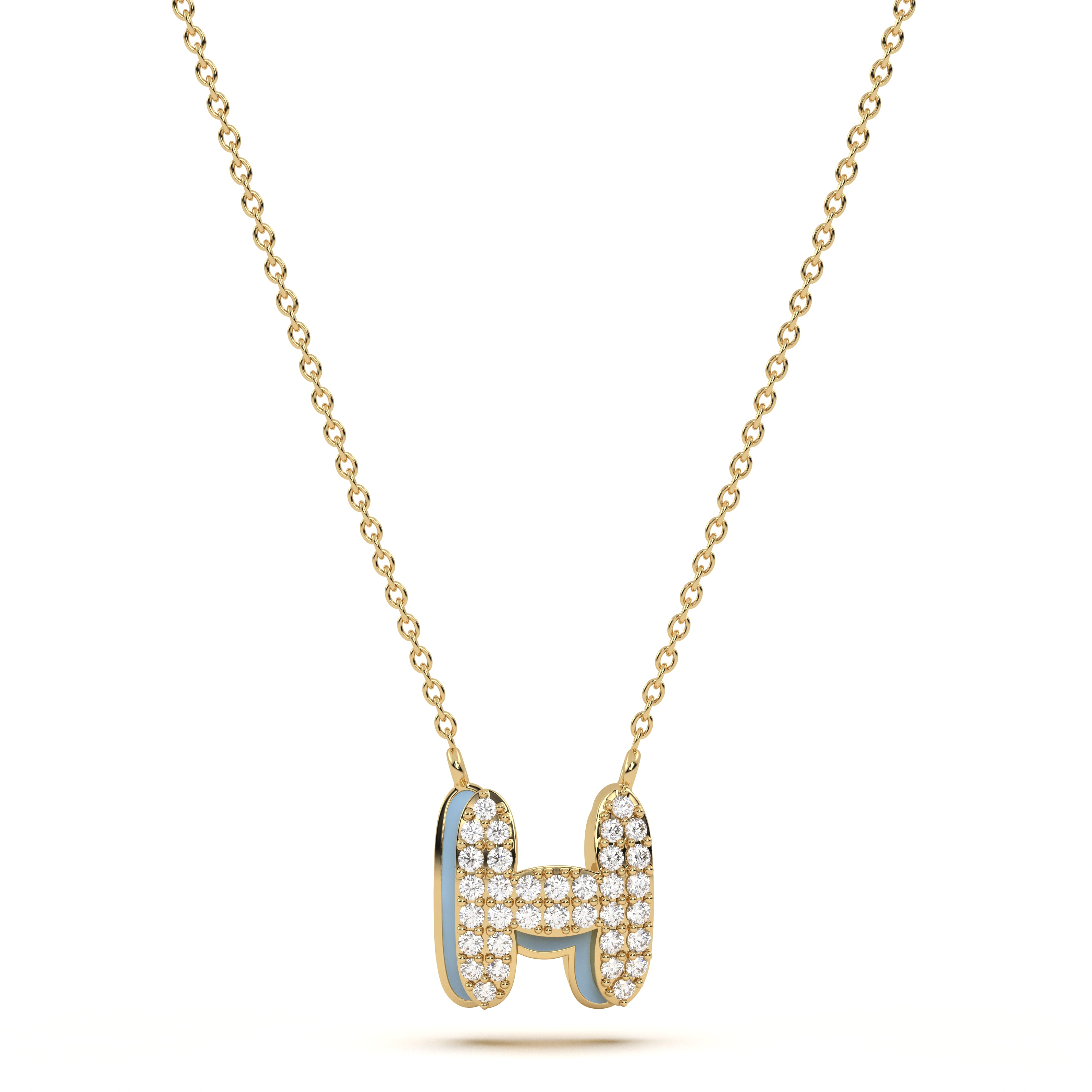 ‘H’ Diamond Enamel Pendant