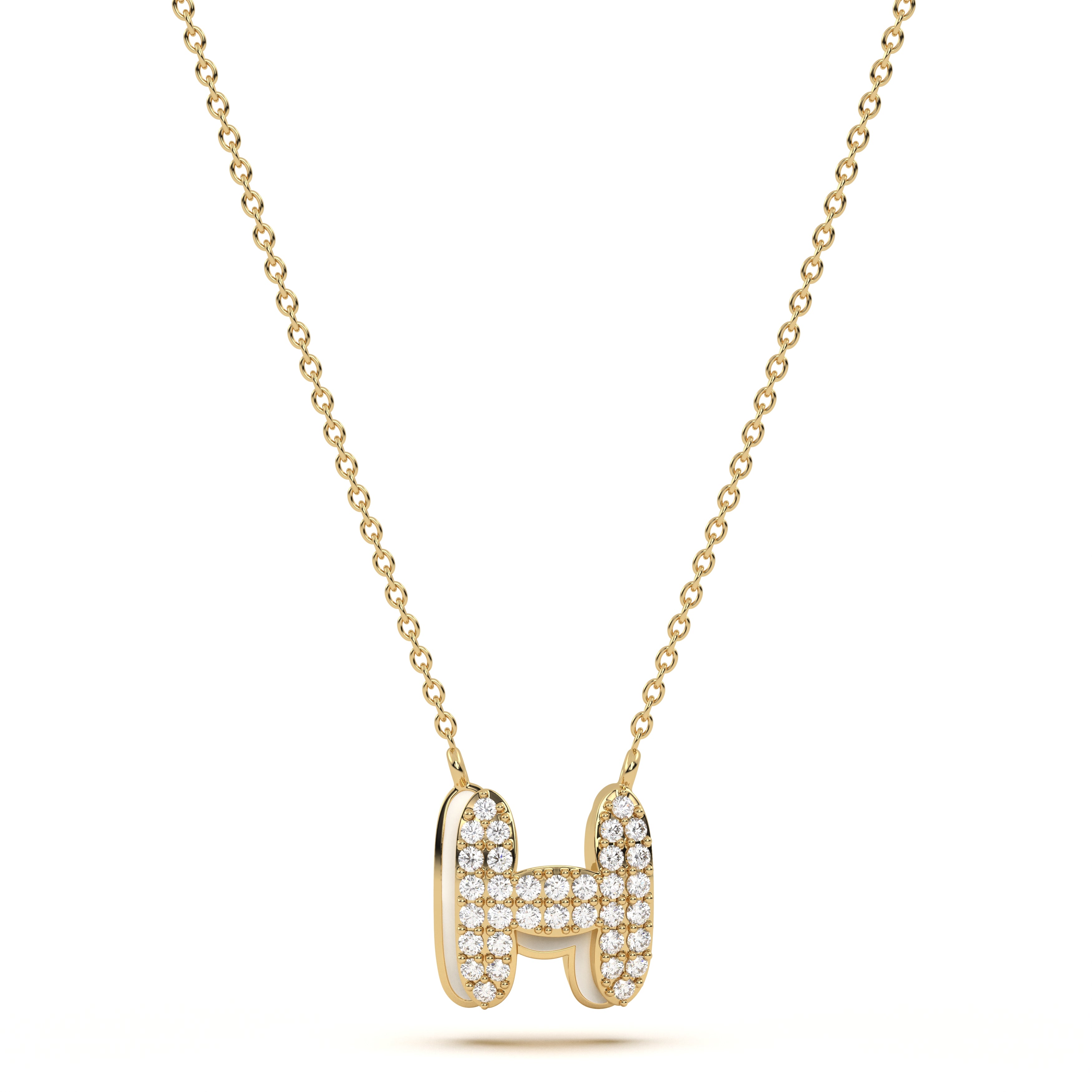 ‘H’ Diamond Enamel Pendant