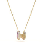 ‘H’ Diamond Enamel Pendant
