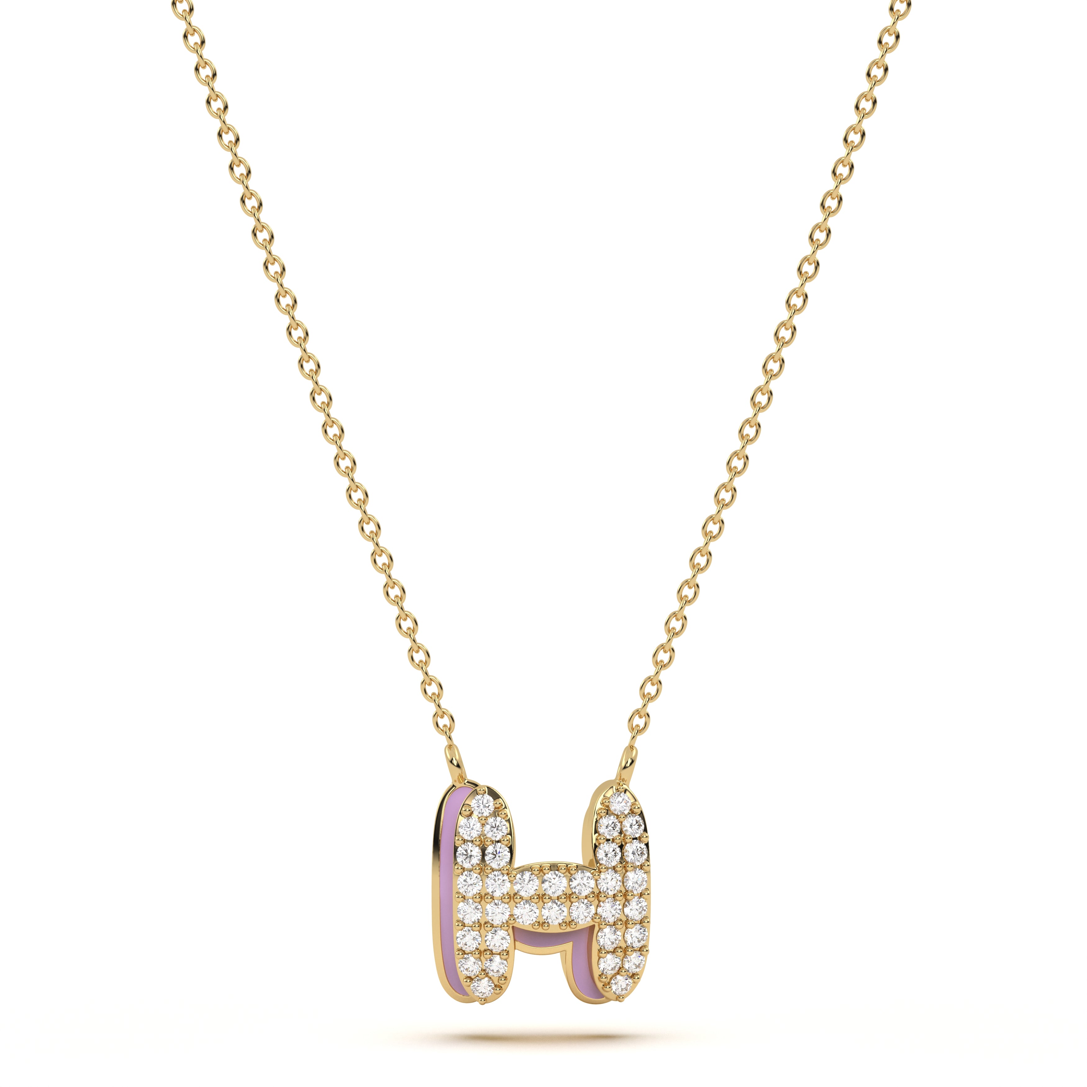 ‘H’ Diamond Enamel Pendant