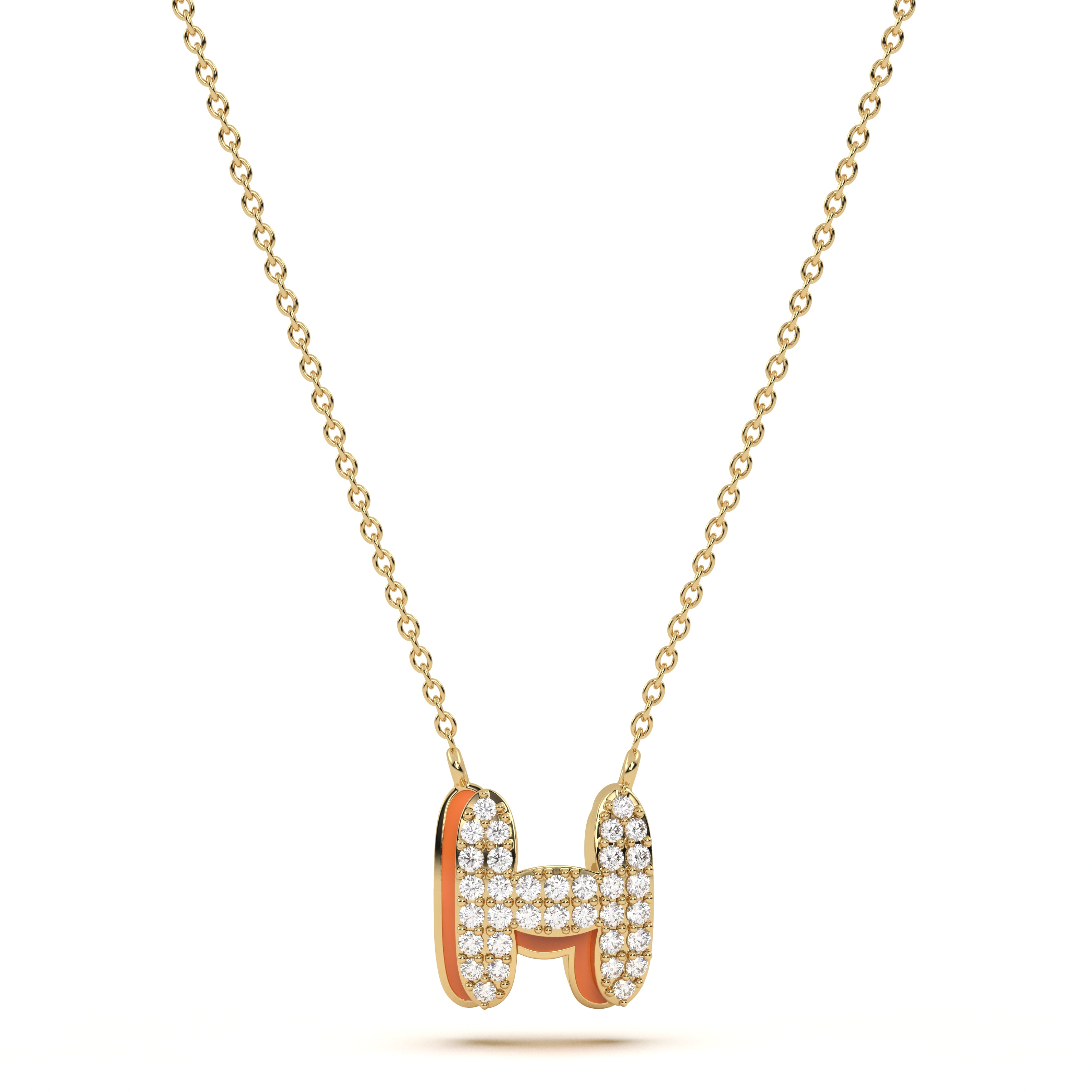 ‘H’ Diamond Enamel Pendant
