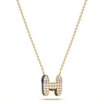 ‘H’ Diamond Enamel Pendant