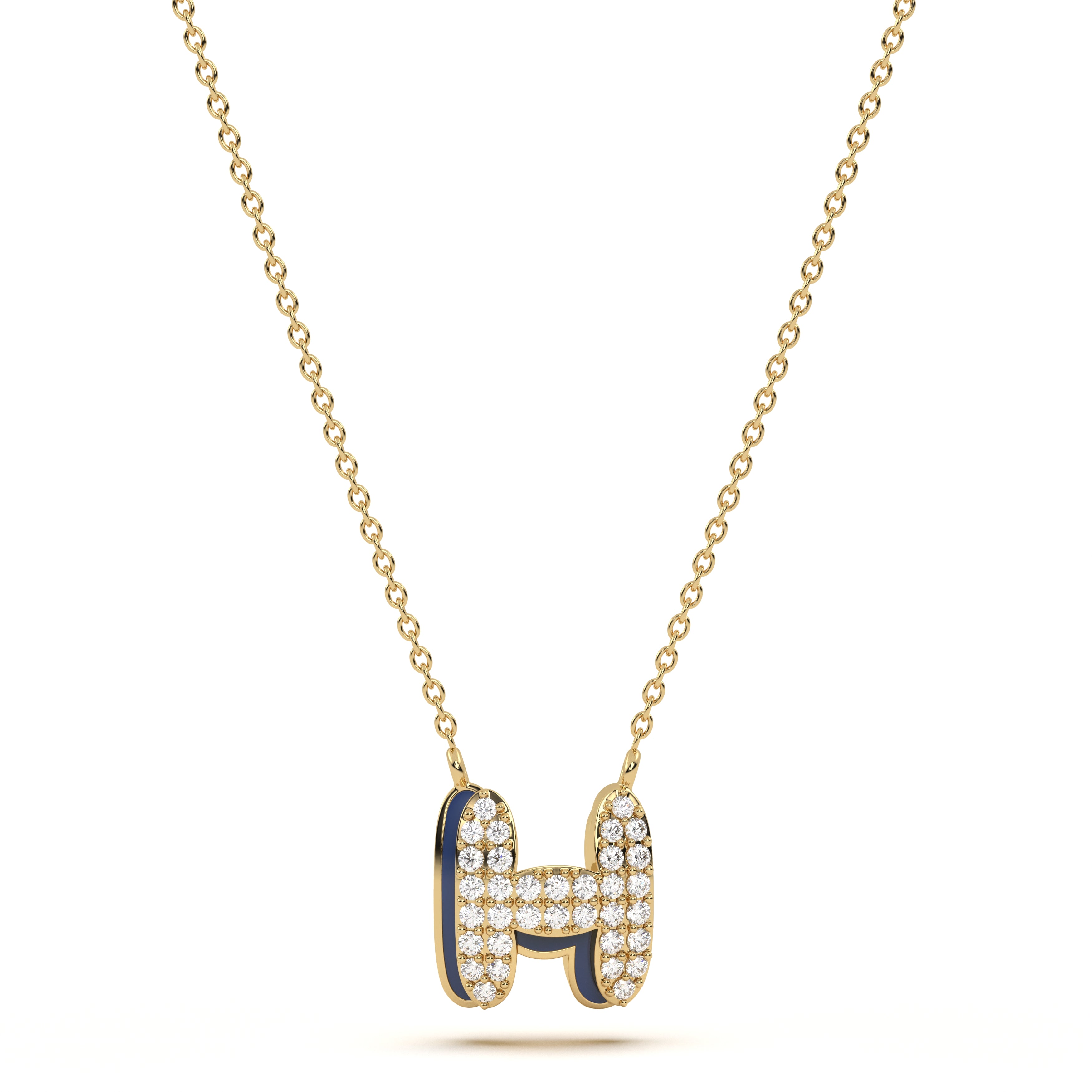 ‘H’ Diamond Enamel Pendant