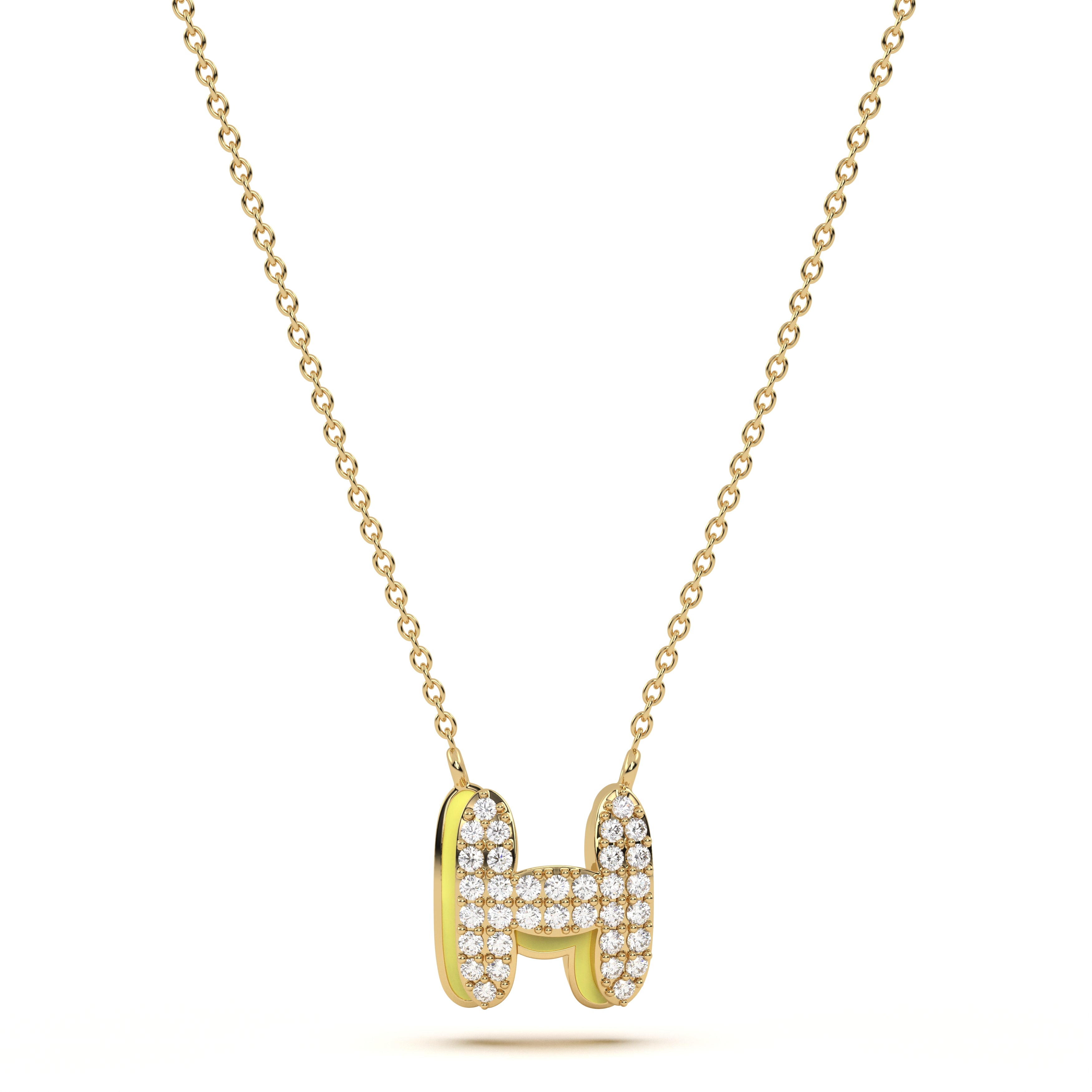 ‘H’ Diamond Enamel Pendant