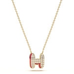‘H’ Diamond Enamel Pendant