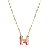‘H’ Diamond Enamel Pendant