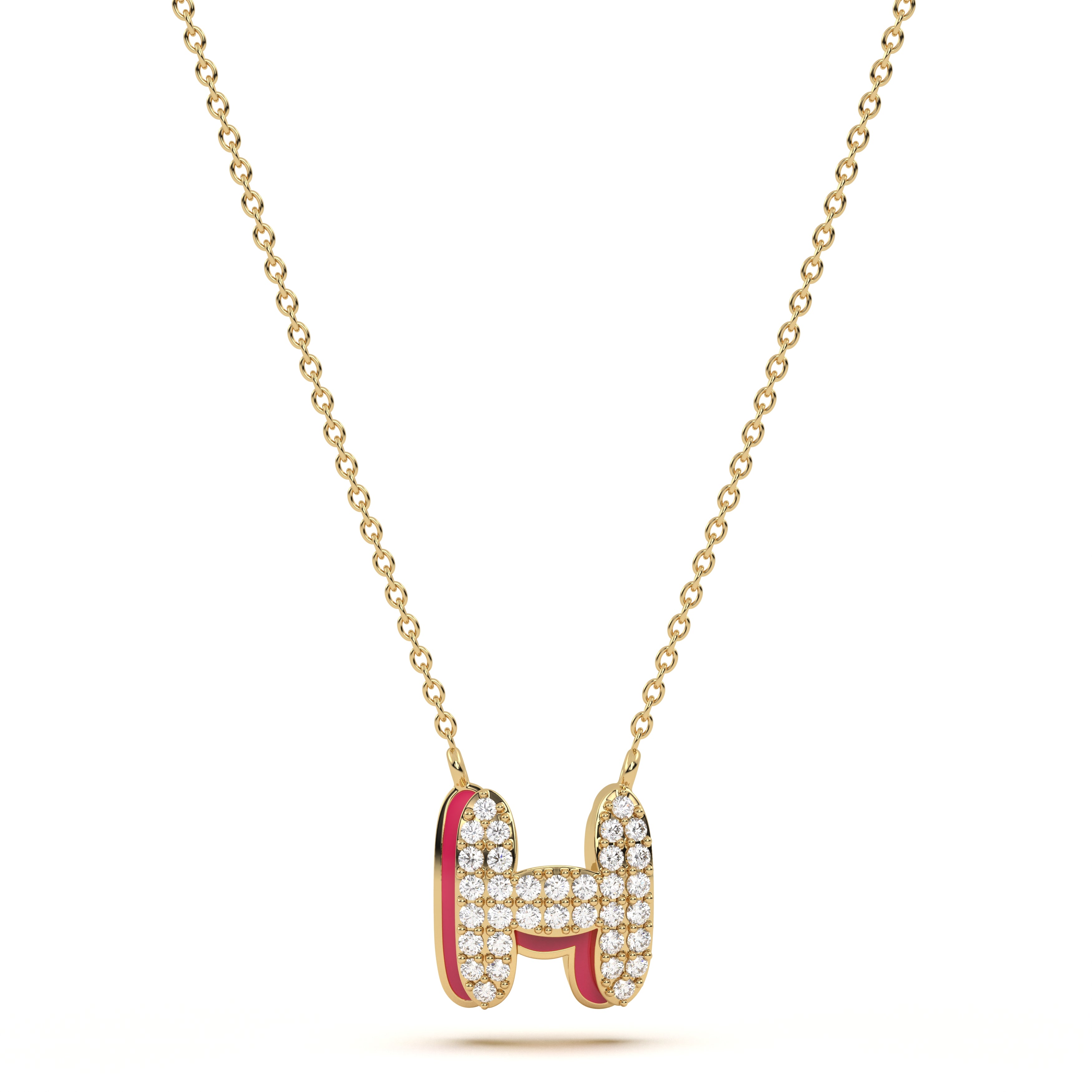 ‘H’ Diamond Enamel Pendant