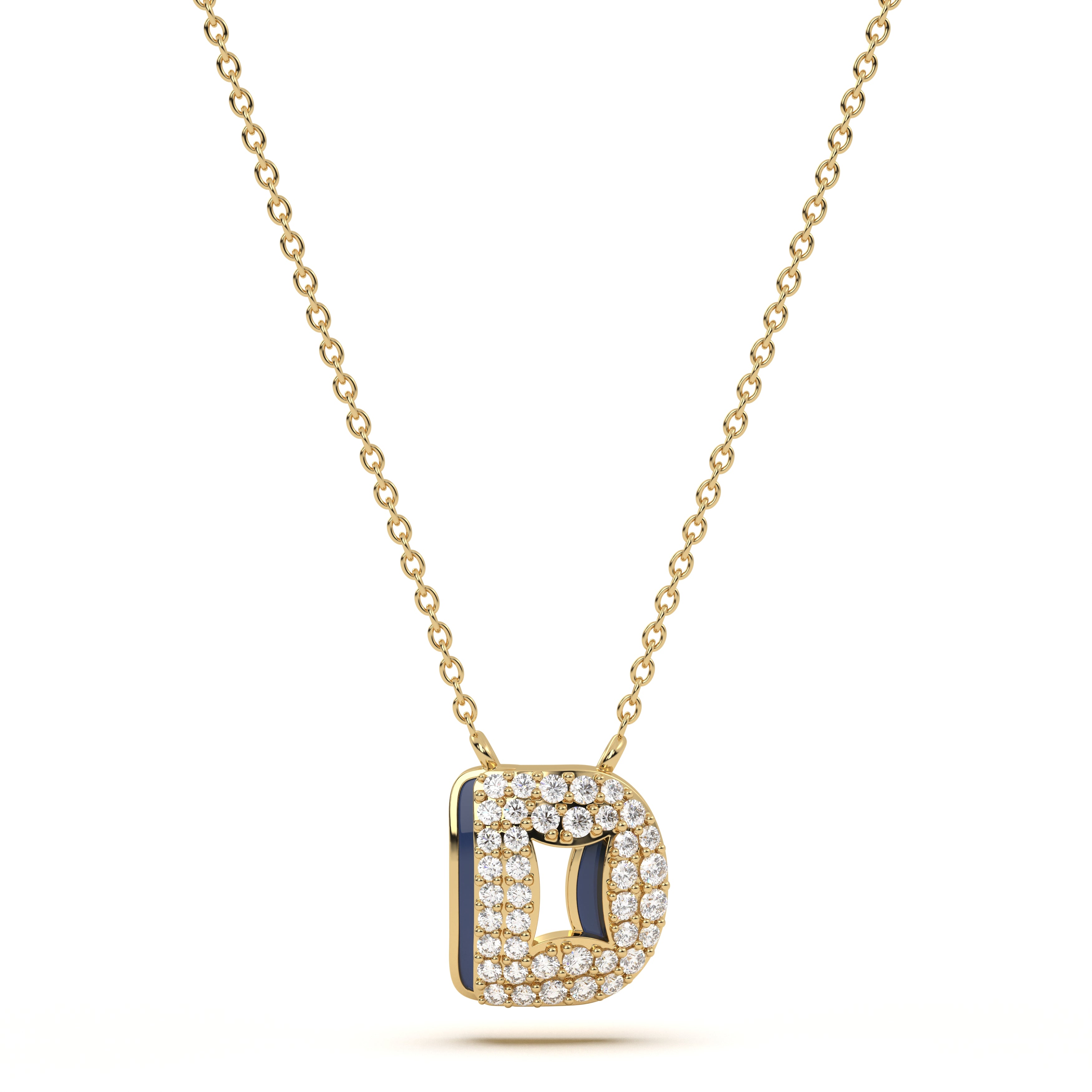 ‘D’ Diamond Enamel Pendant