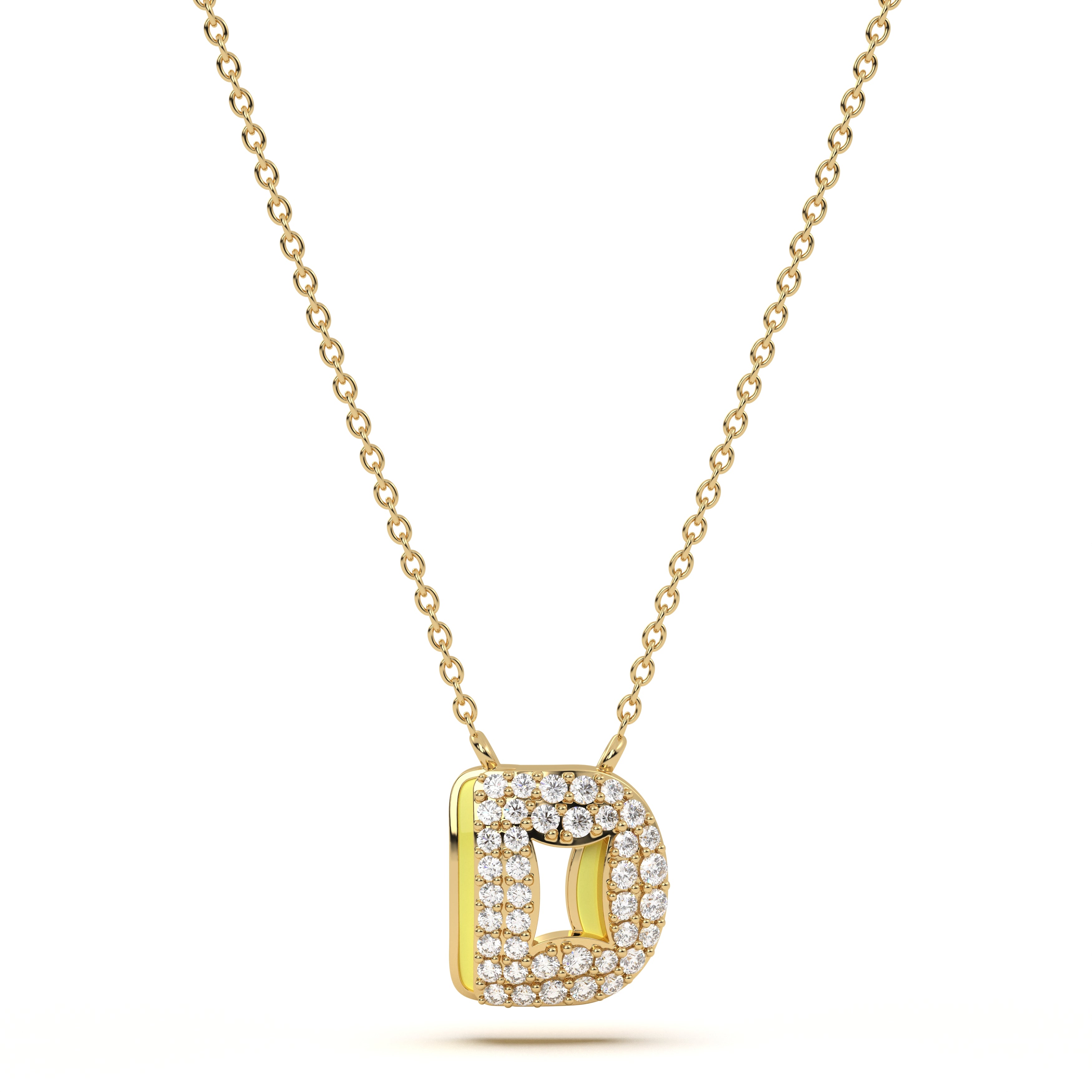 ‘D’ Diamond Enamel Pendant