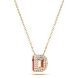 ‘D’ Diamond Enamel Pendant
