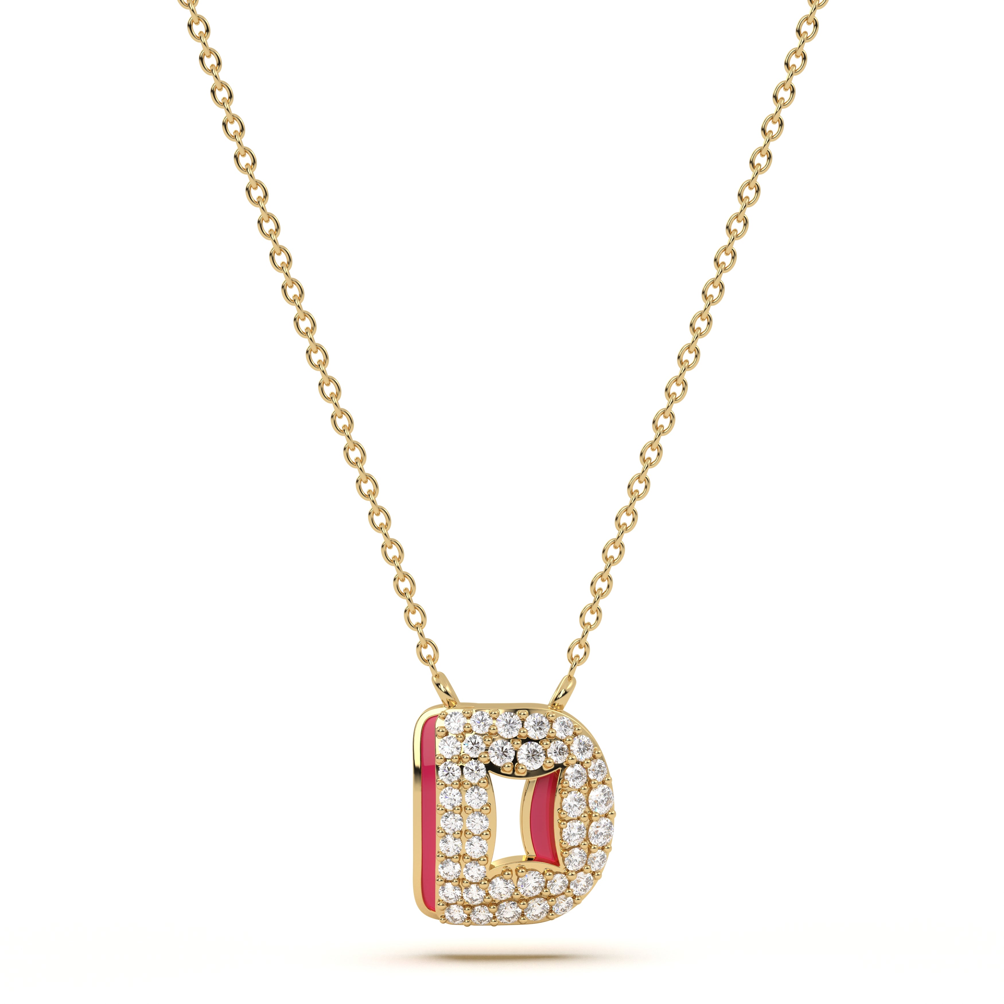 ‘D’ Diamond Enamel Pendant