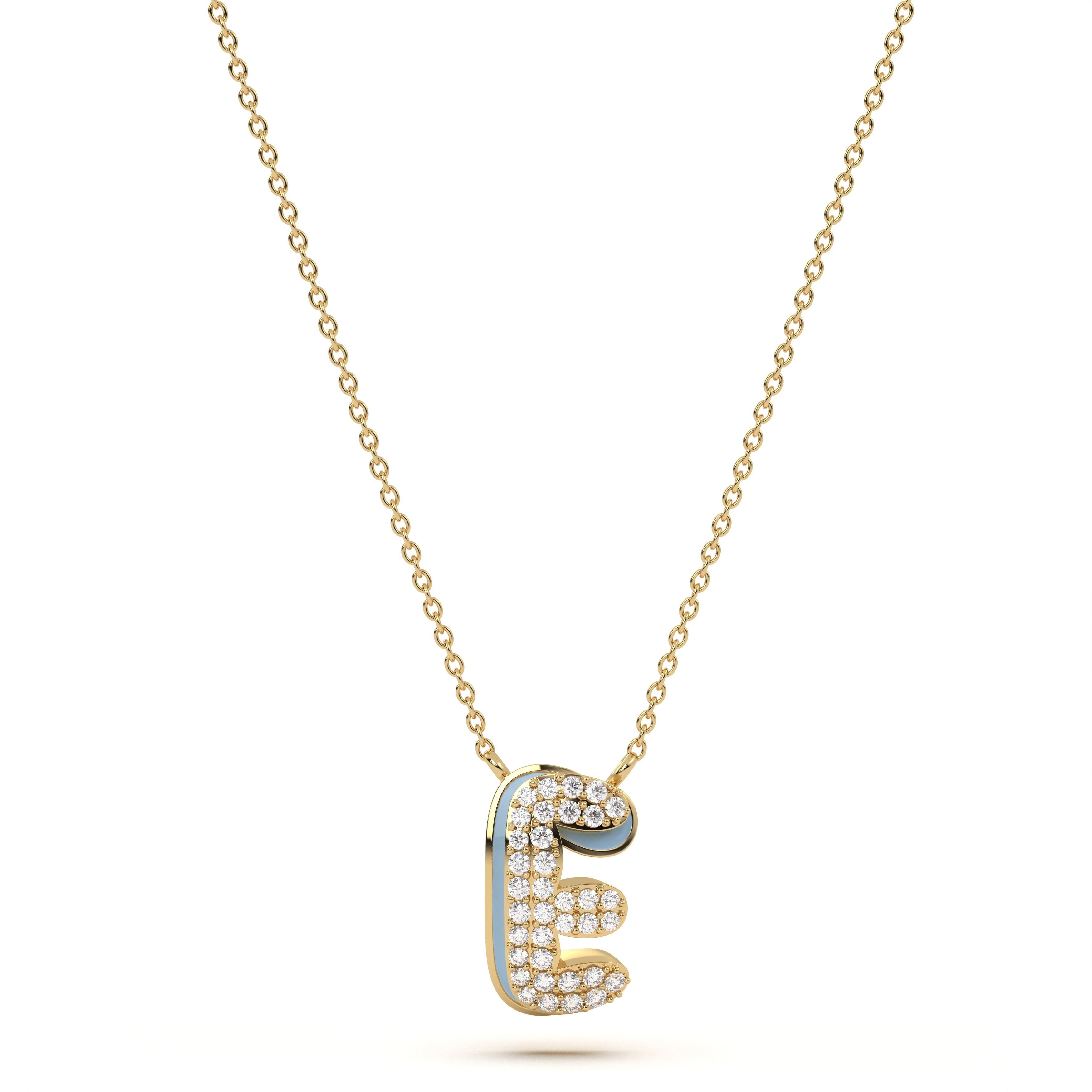 ‘E’ Diamond Enamel Pendant
