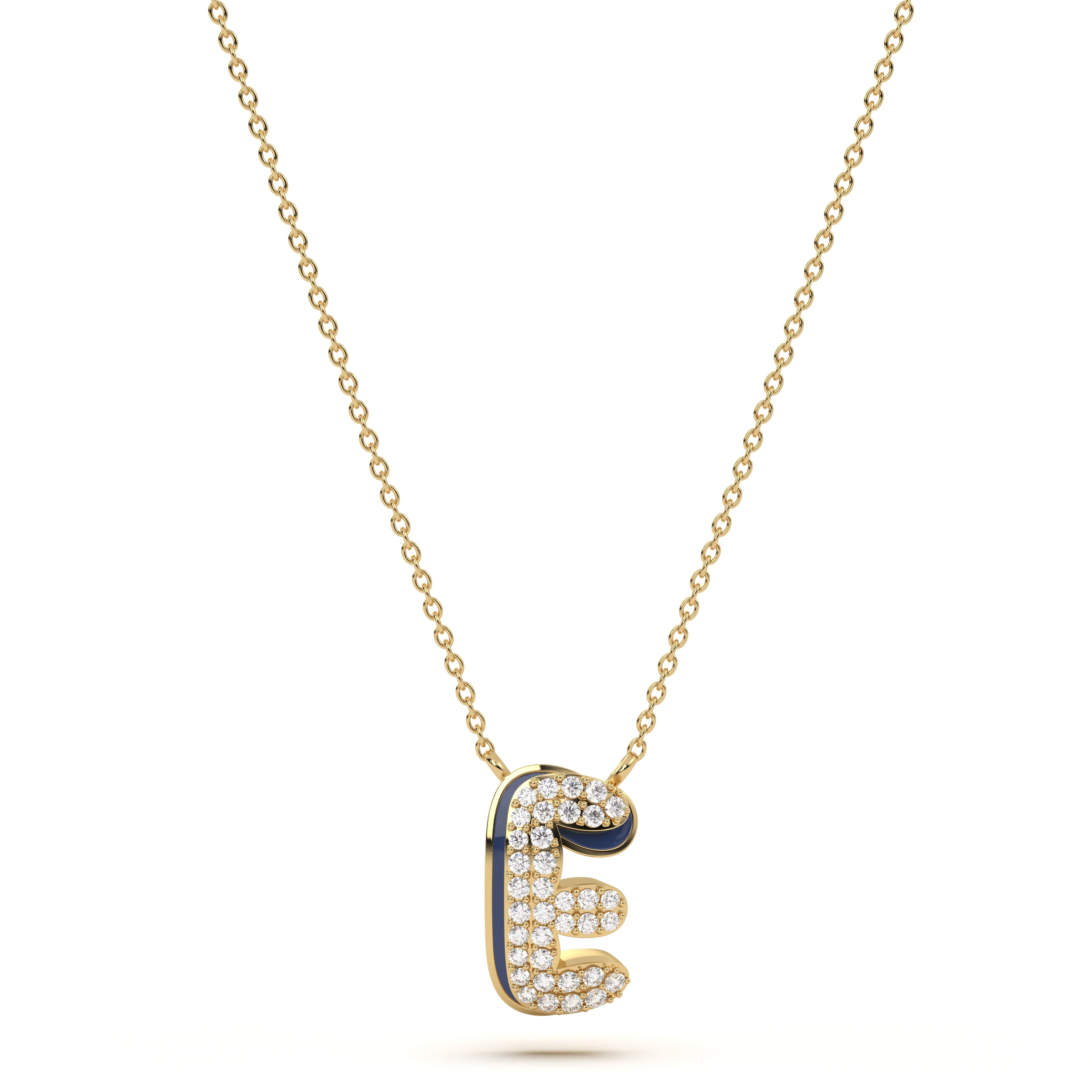 ‘E’ Diamond Enamel Pendant