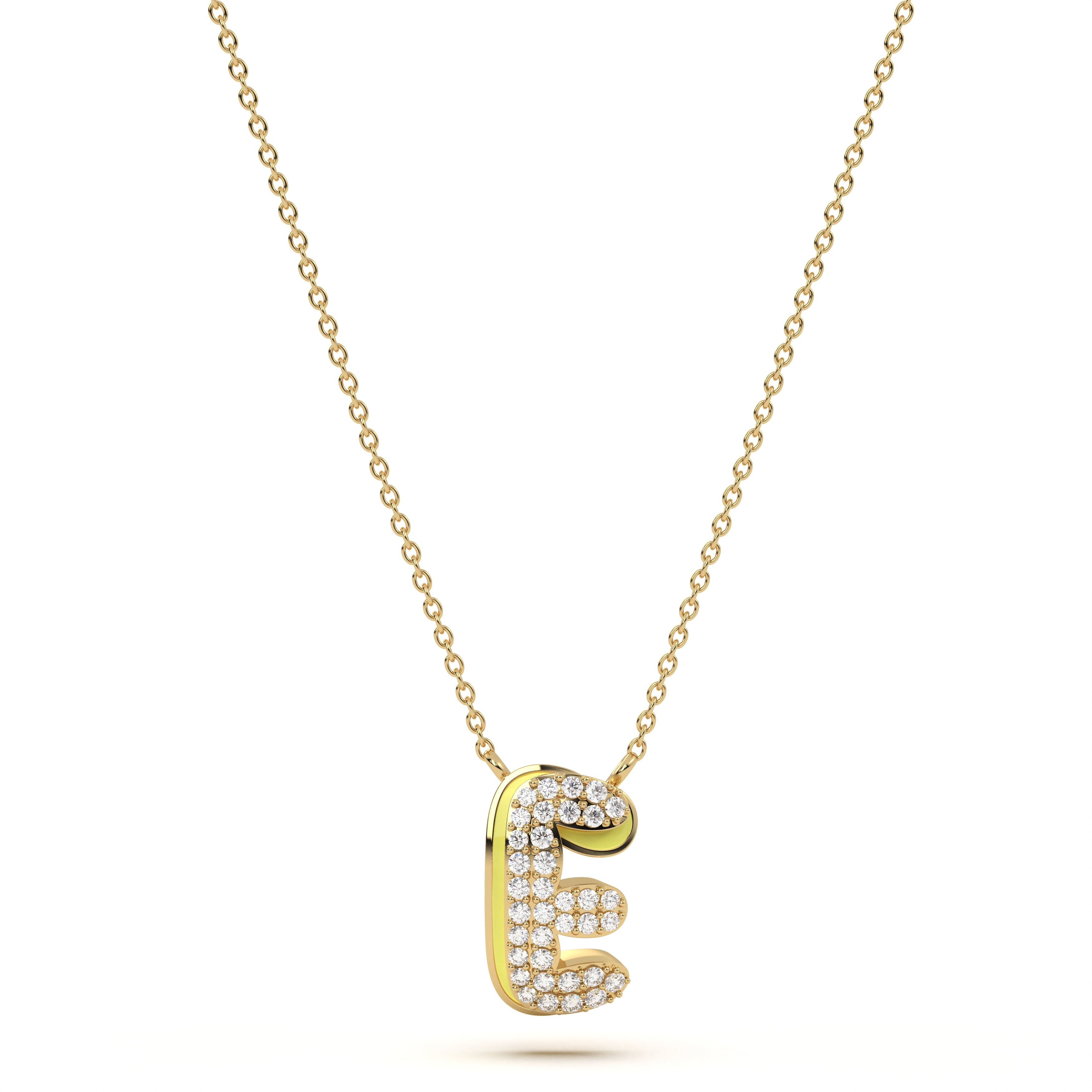 ‘E’ Diamond Enamel Pendant