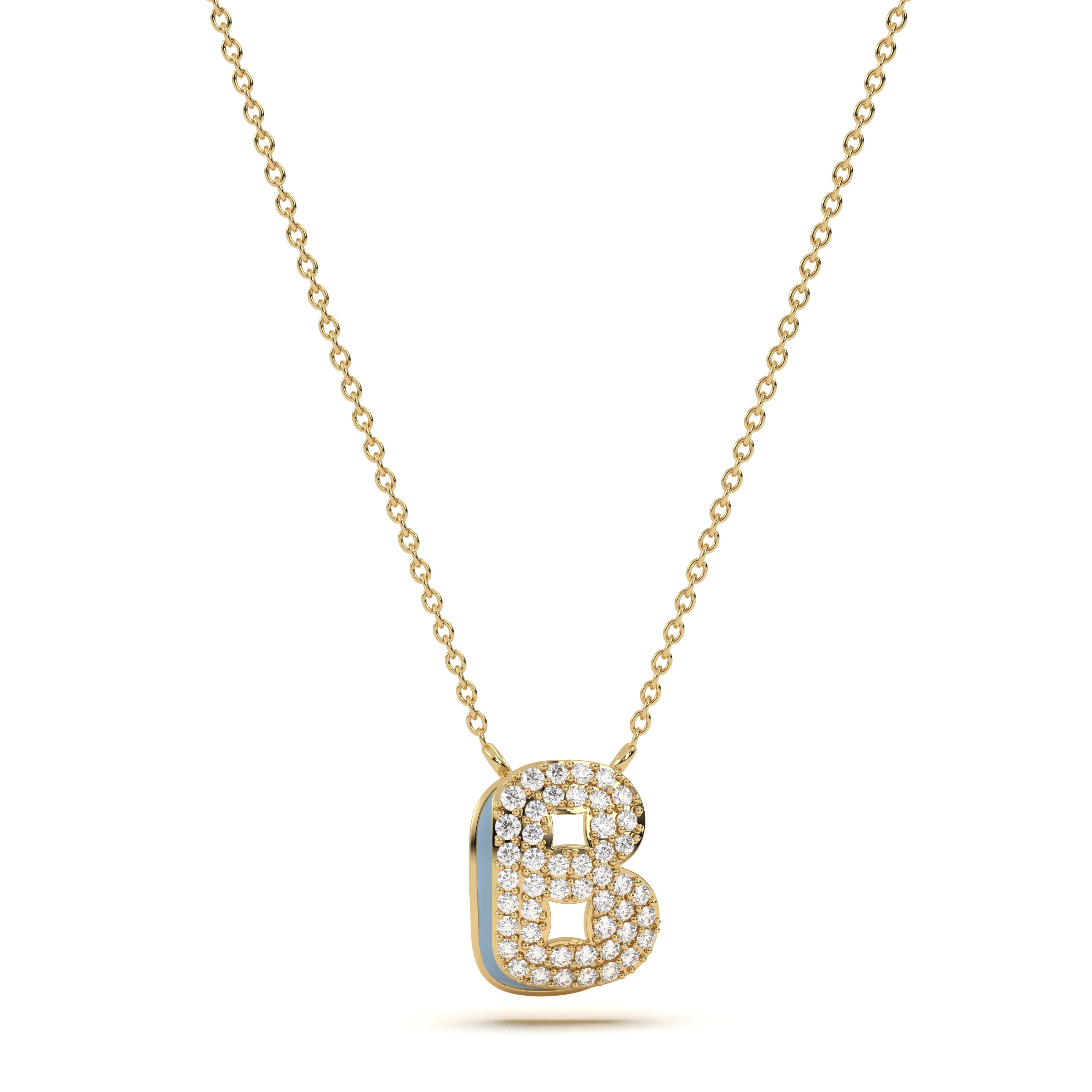 ‘B’ Diamond Enamel Pendant