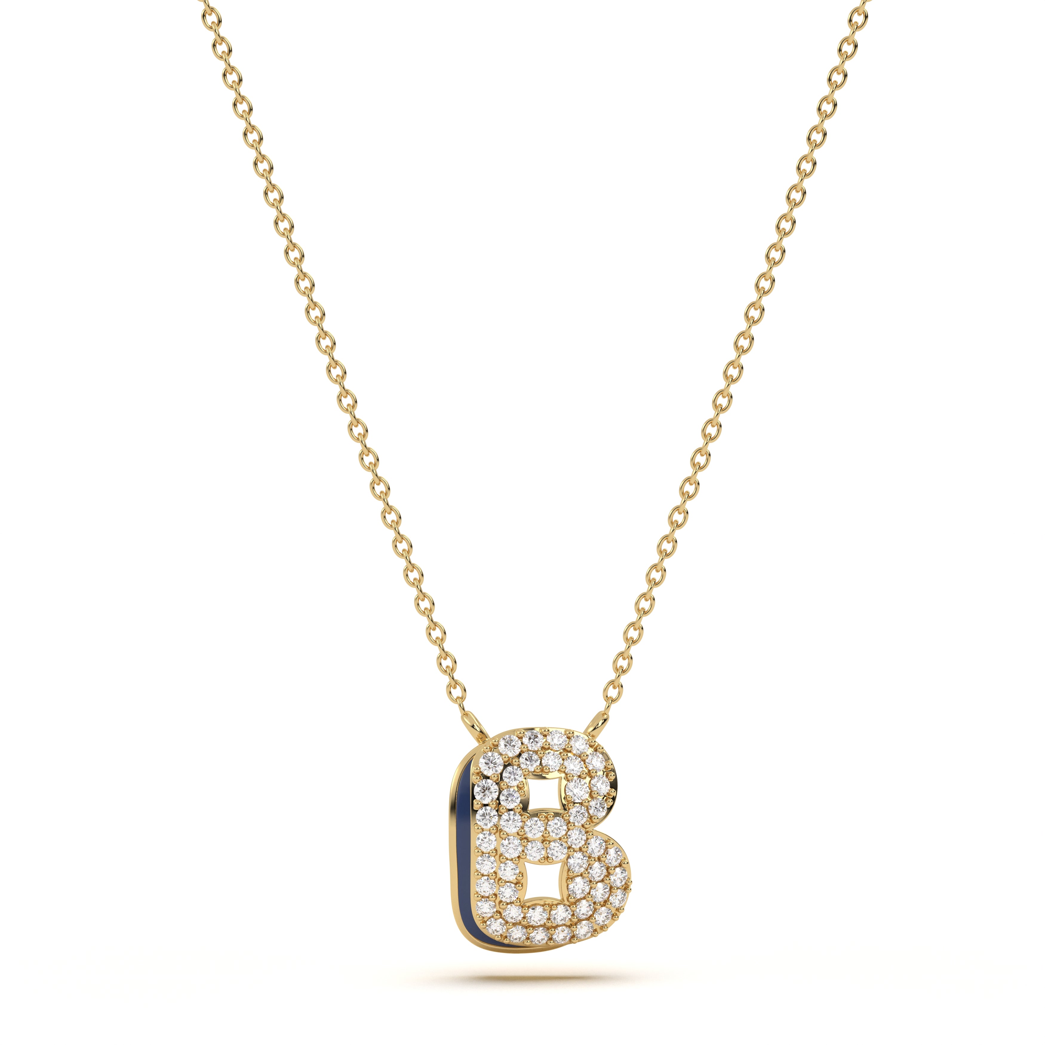 ‘B’ Diamond Enamel Pendant