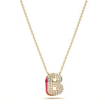 ‘B’ Diamond Enamel Pendant