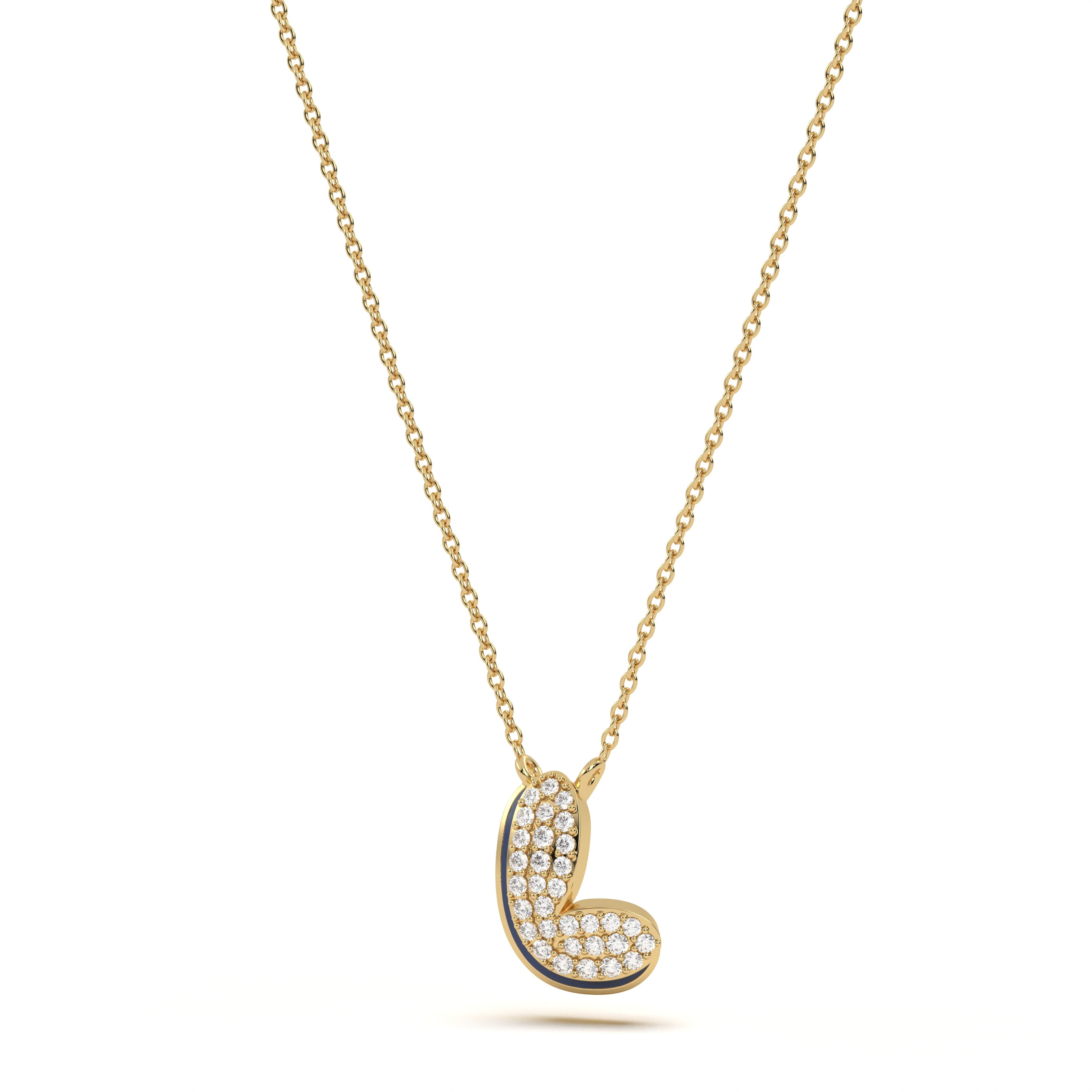 ‘L’ Diamond Enamel Pendant