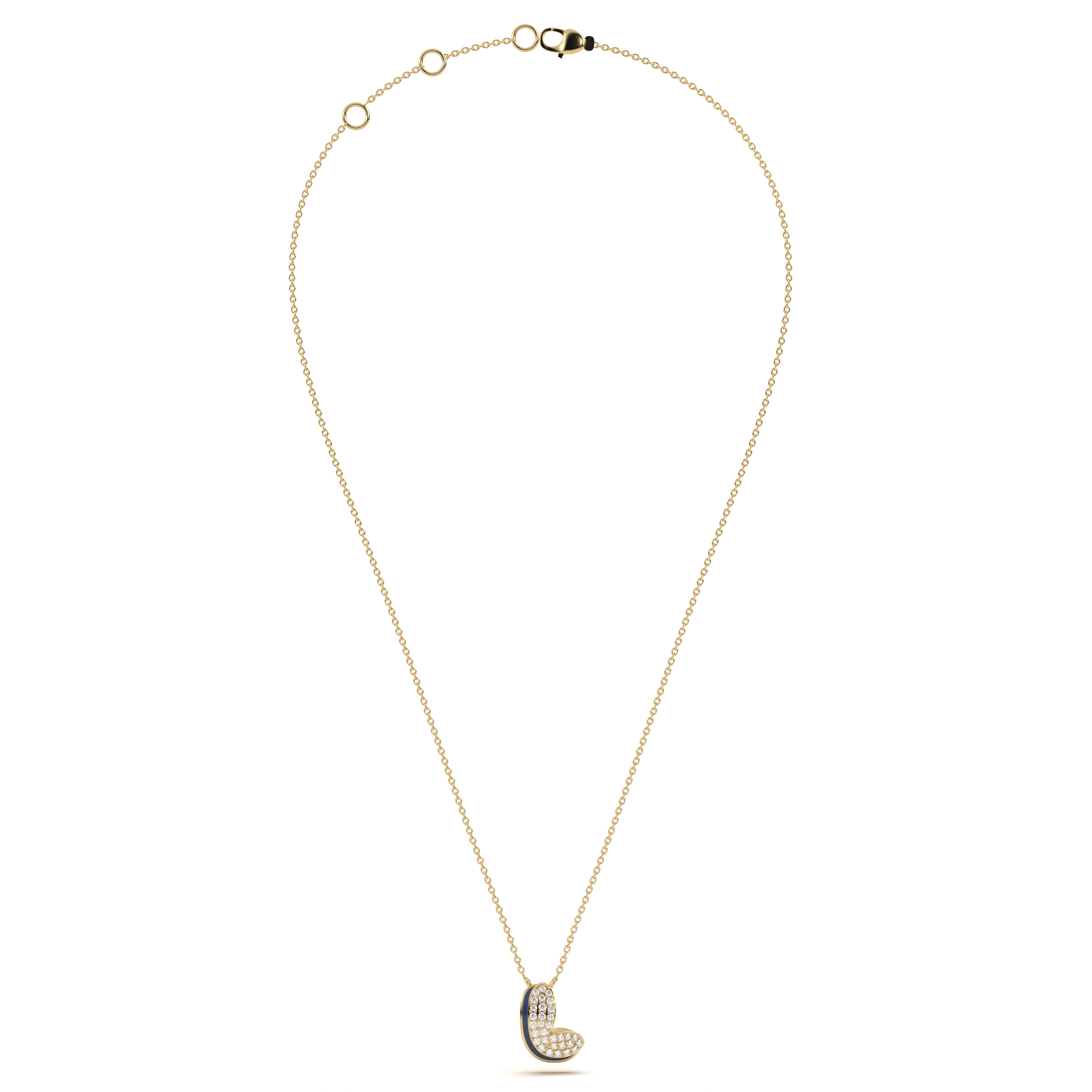 ‘L’ Diamond Enamel Pendant