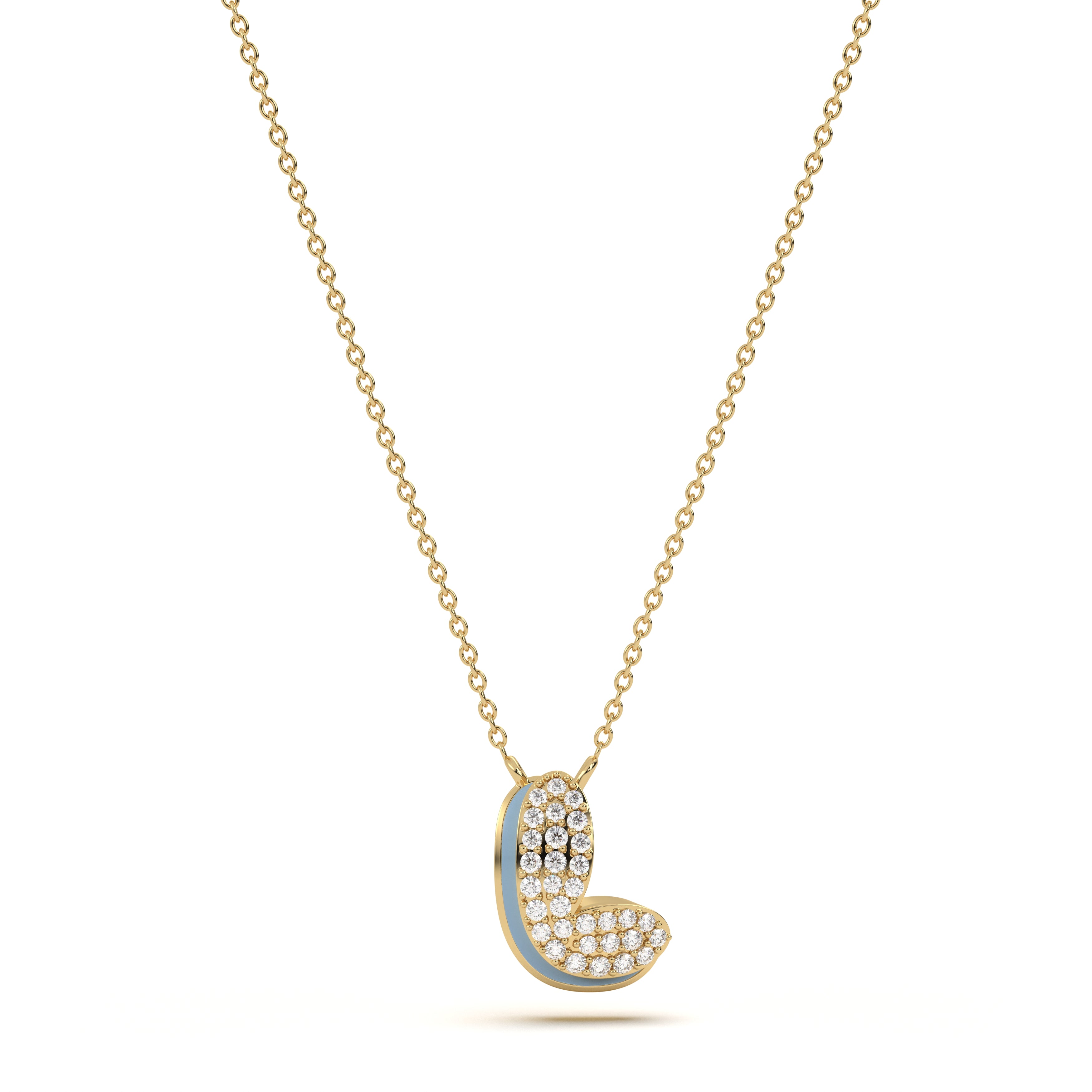 ‘L’ Diamond Enamel Pendant