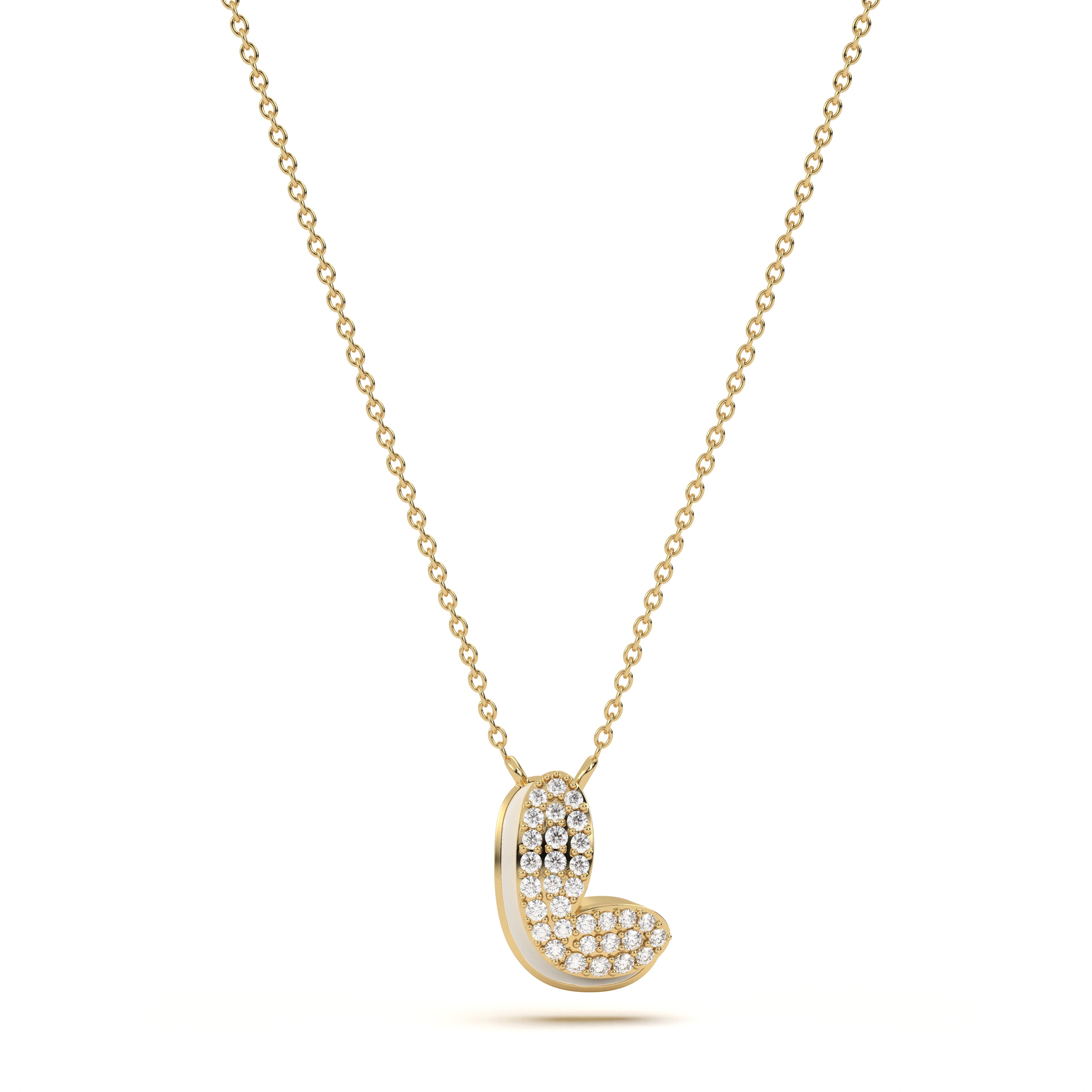 ‘L’ Diamond Enamel Pendant