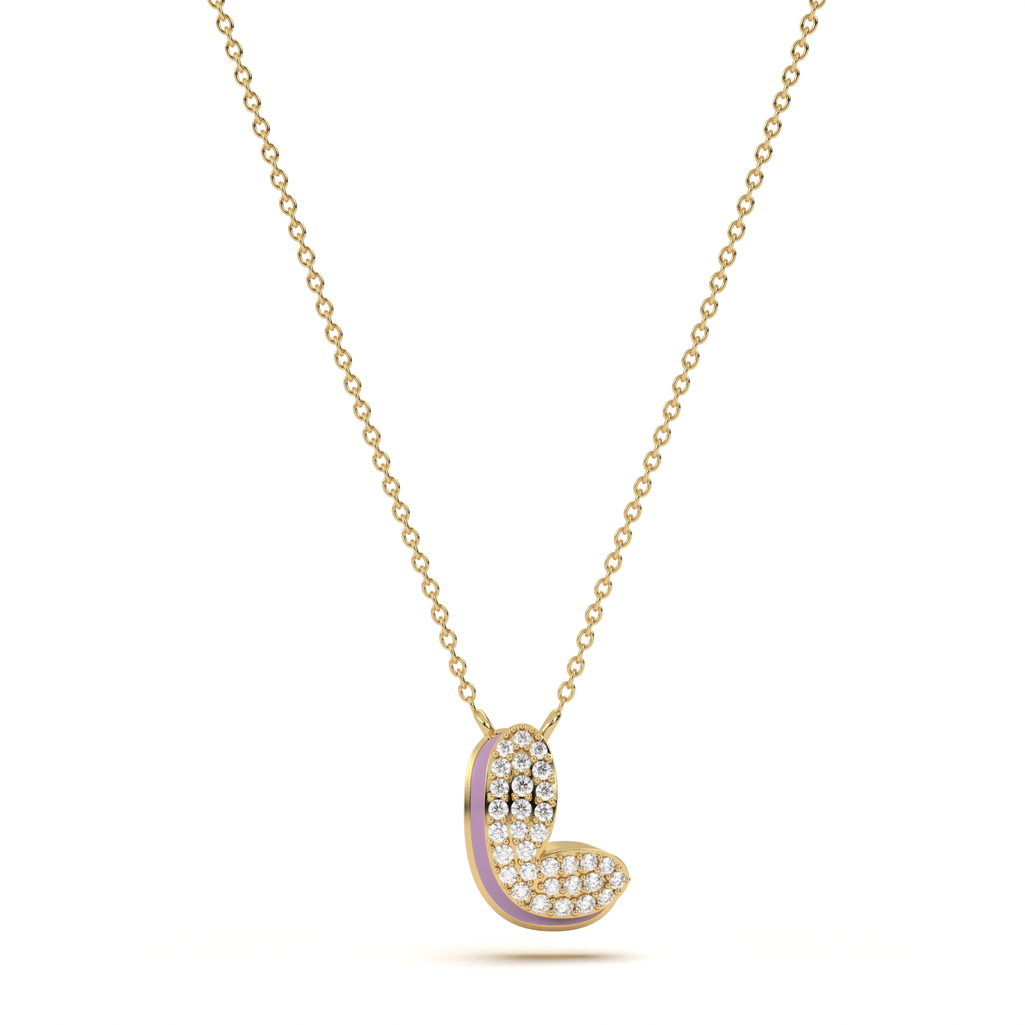 ‘L’ Diamond Enamel Pendant