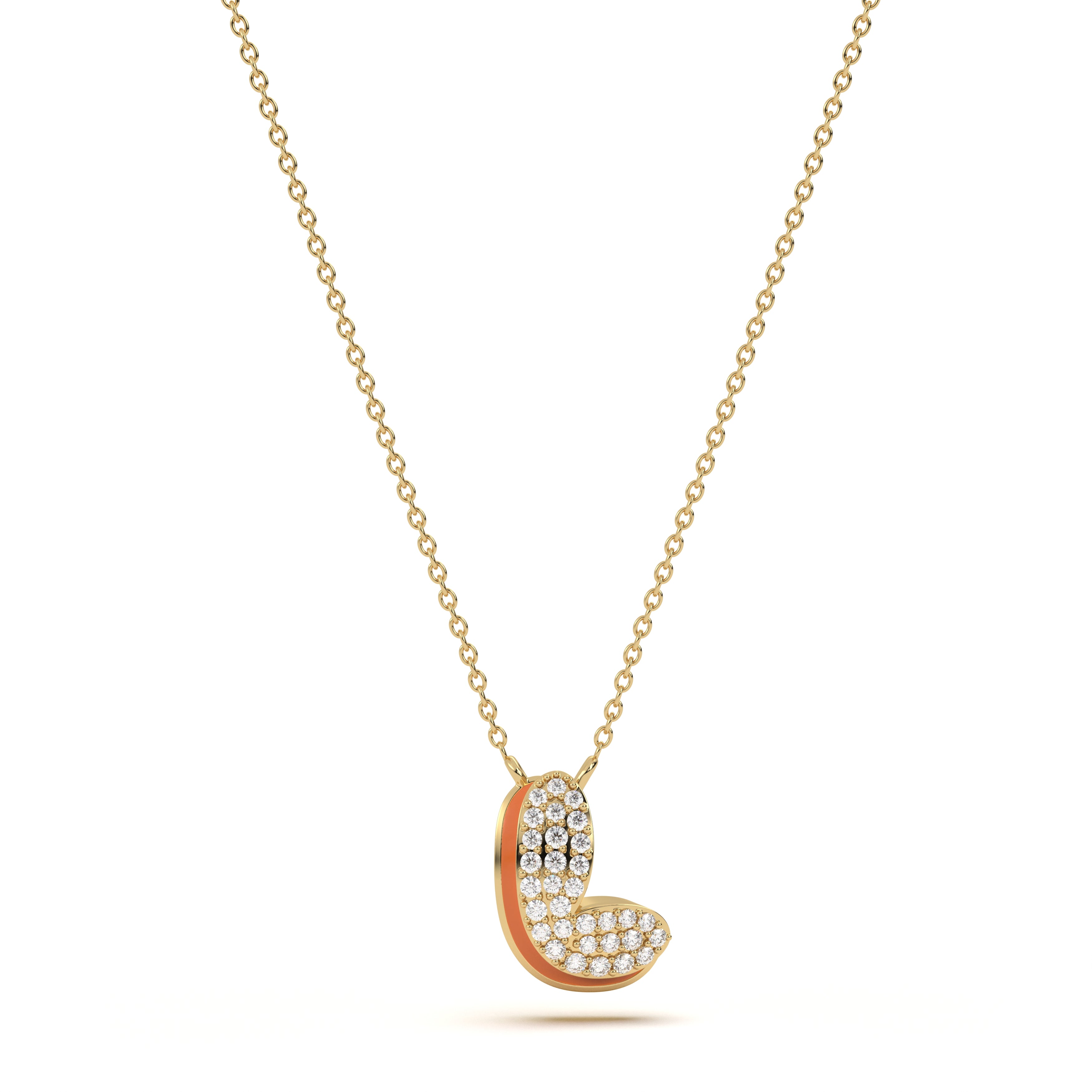 ‘L’ Diamond Enamel Pendant