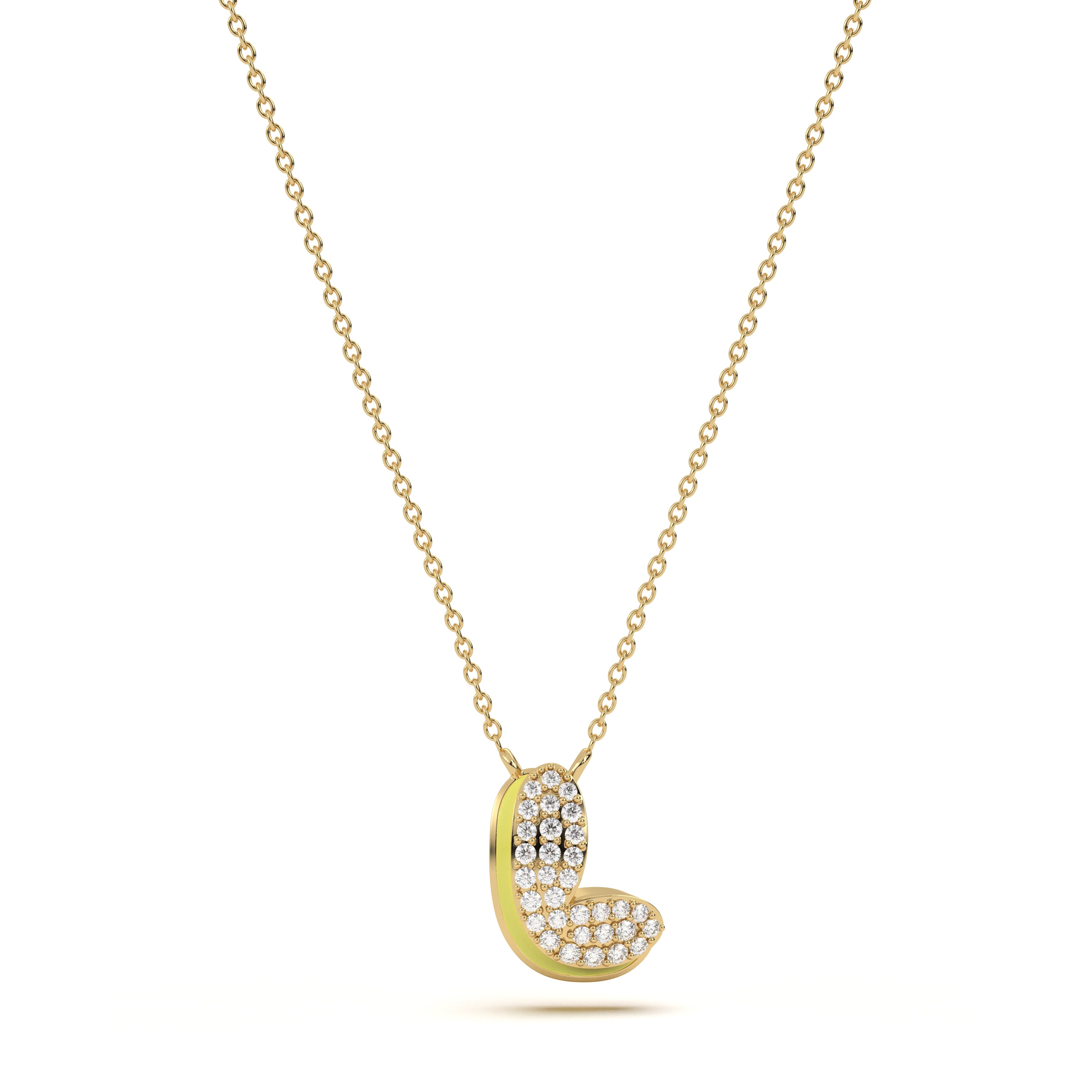 ‘L’ Diamond Enamel Pendant