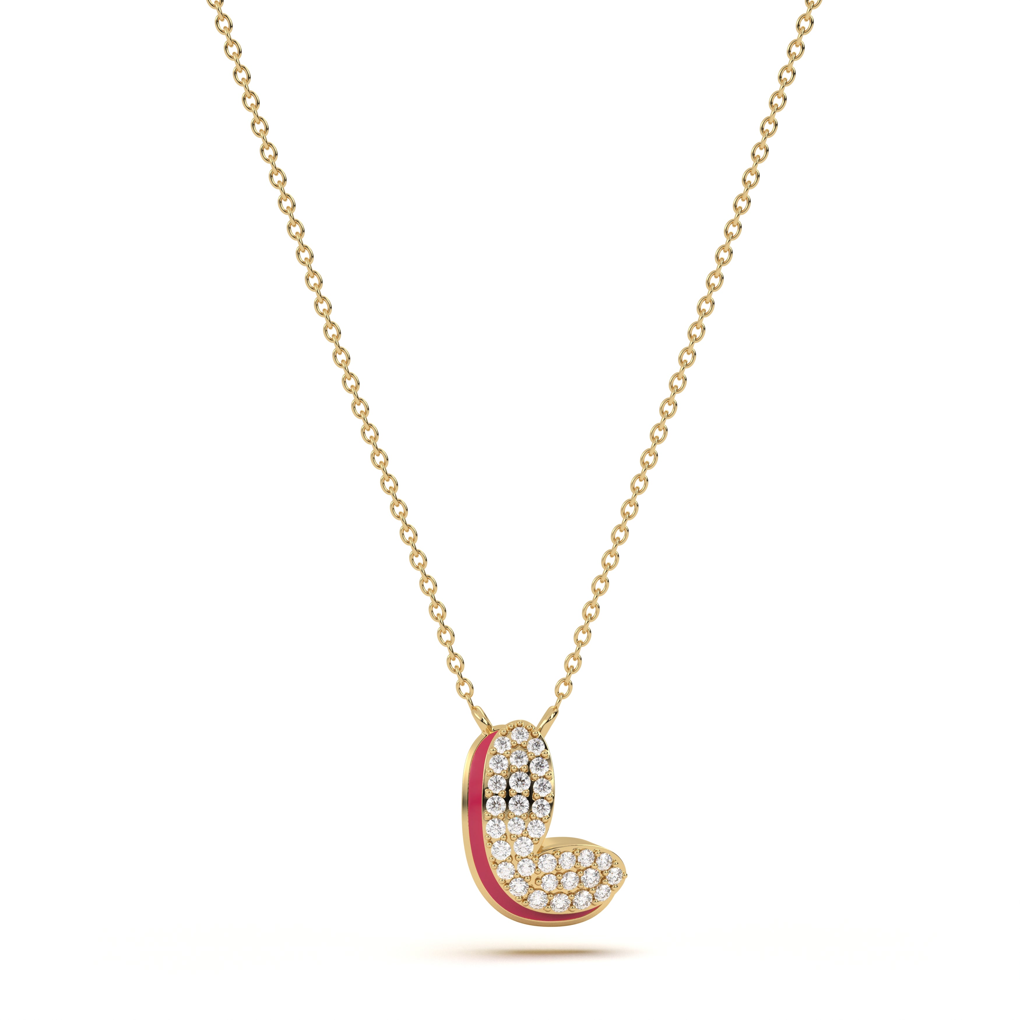 ‘L’ Diamond Enamel Pendant