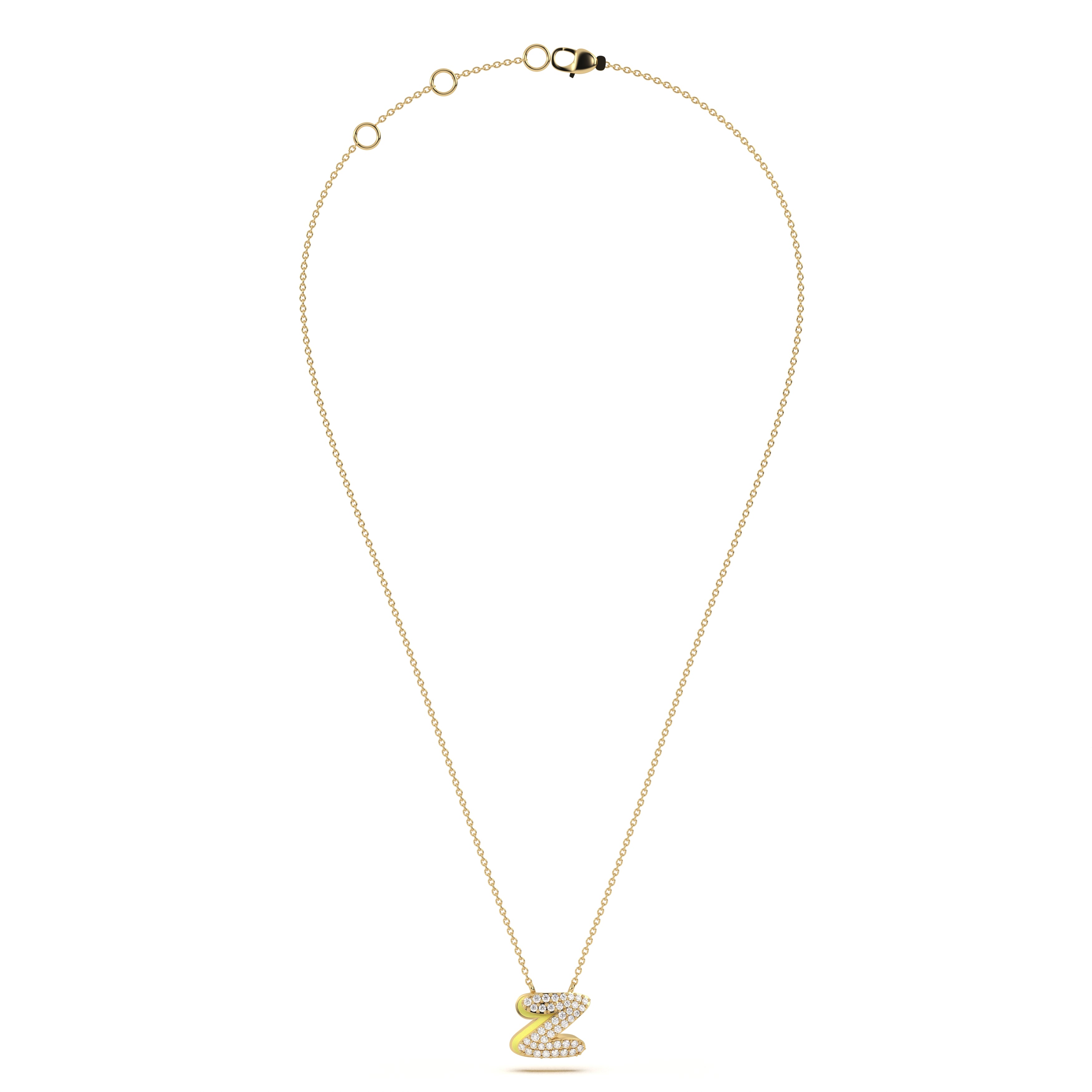 ‘Z’ Diamond Enamel Pendant