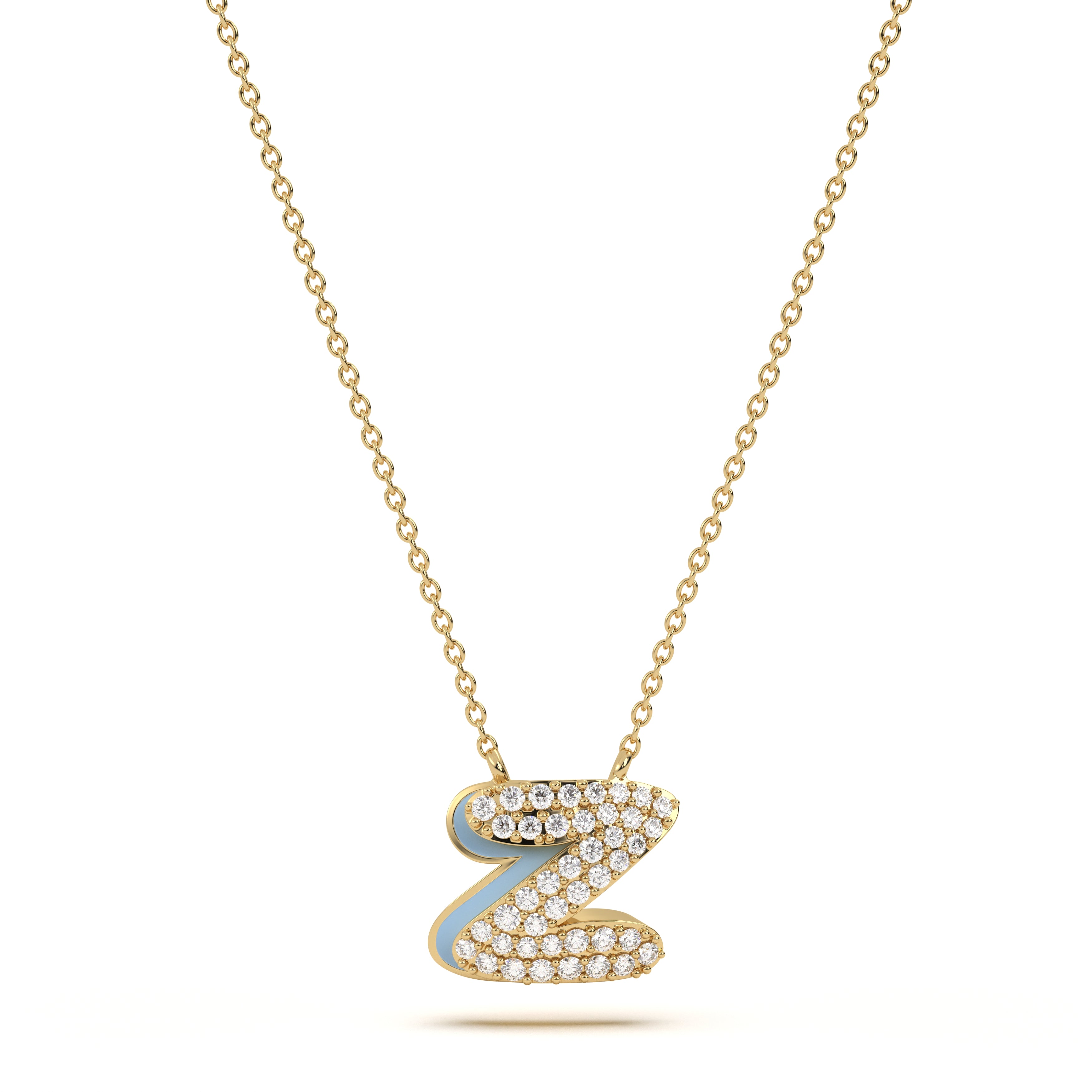 ‘Z’ Diamond Enamel Pendant