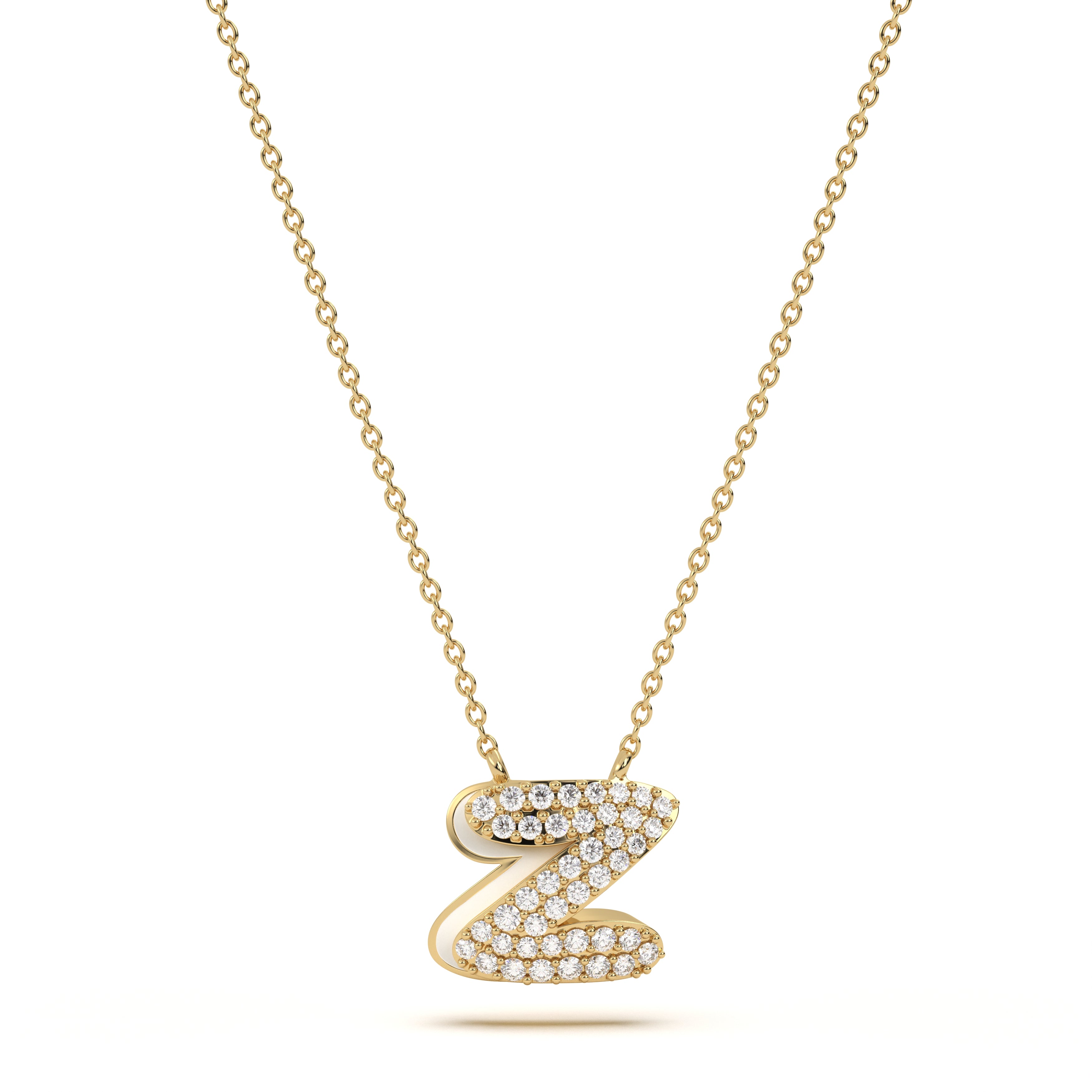 ‘Z’ Diamond Enamel Pendant