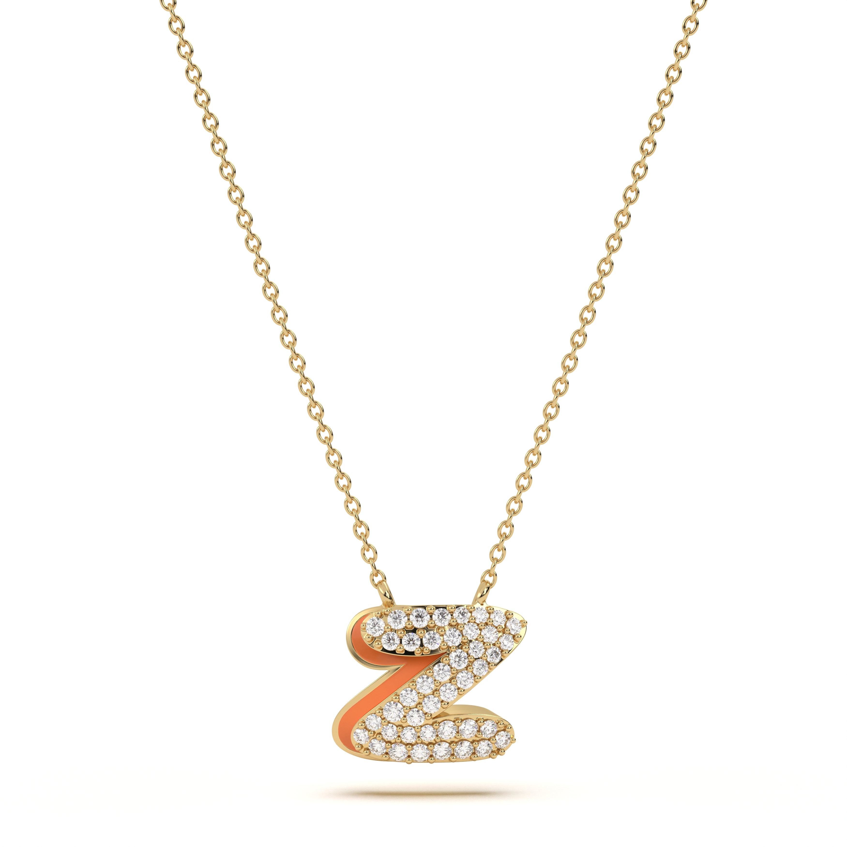 ‘Z’ Diamond Enamel Pendant