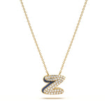 ‘Z’ Diamond Enamel Pendant