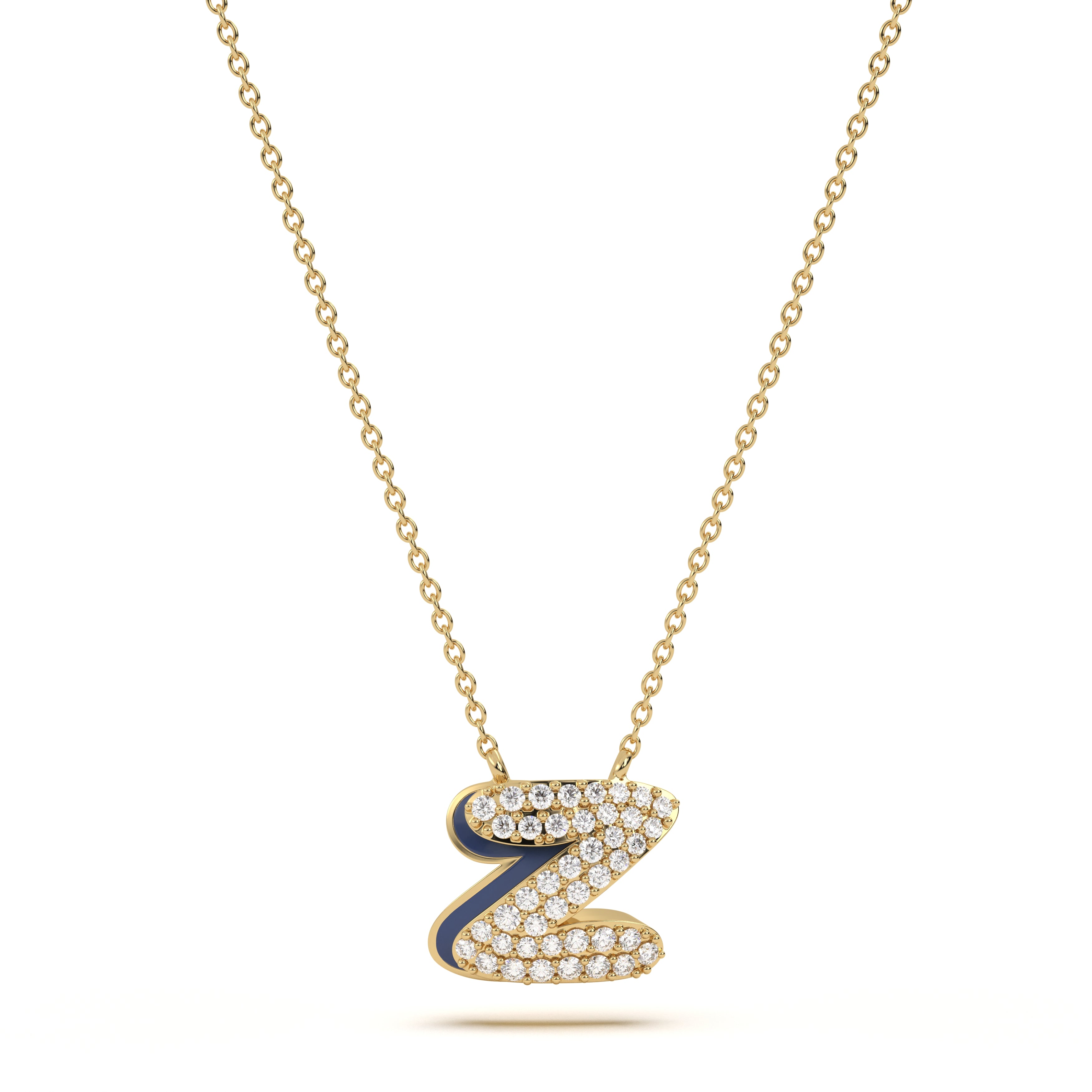 ‘Z’ Diamond Enamel Pendant
